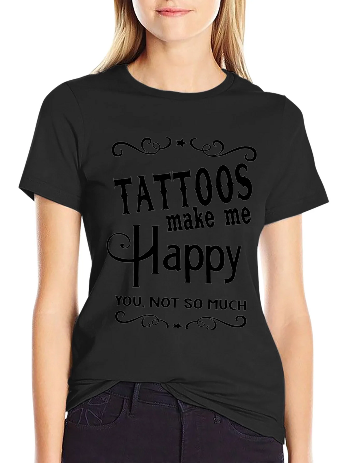 Tattoos Make Me Happy Graphic Tee - Mens Black T-Shirt product image 2