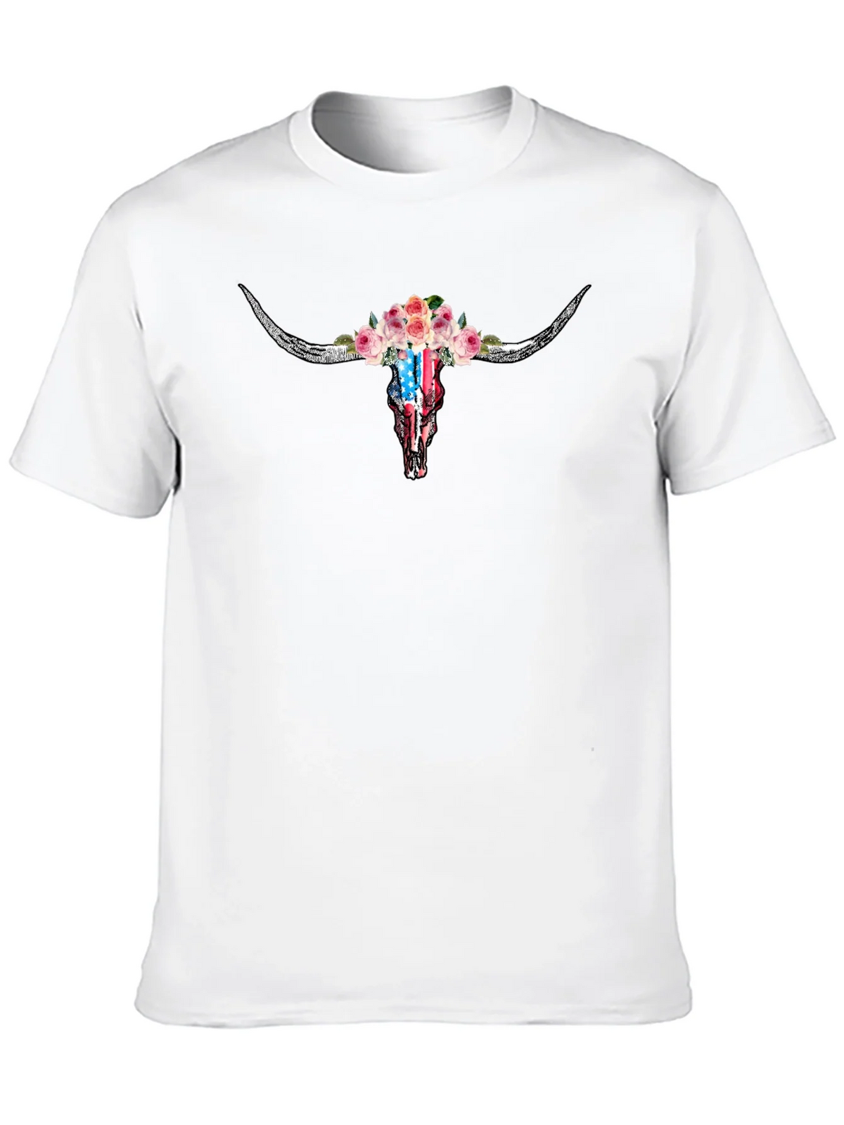 Floral Skull T-Shirt - American Flag Design product image 9