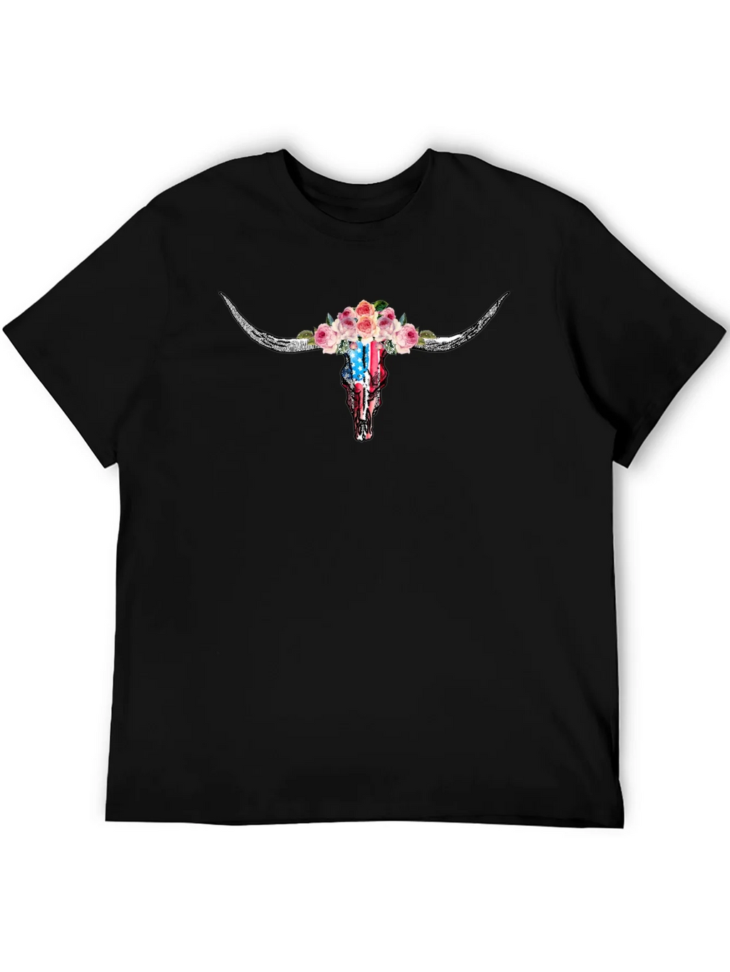 Floral Skull T-Shirt - American Flag Design product image 5