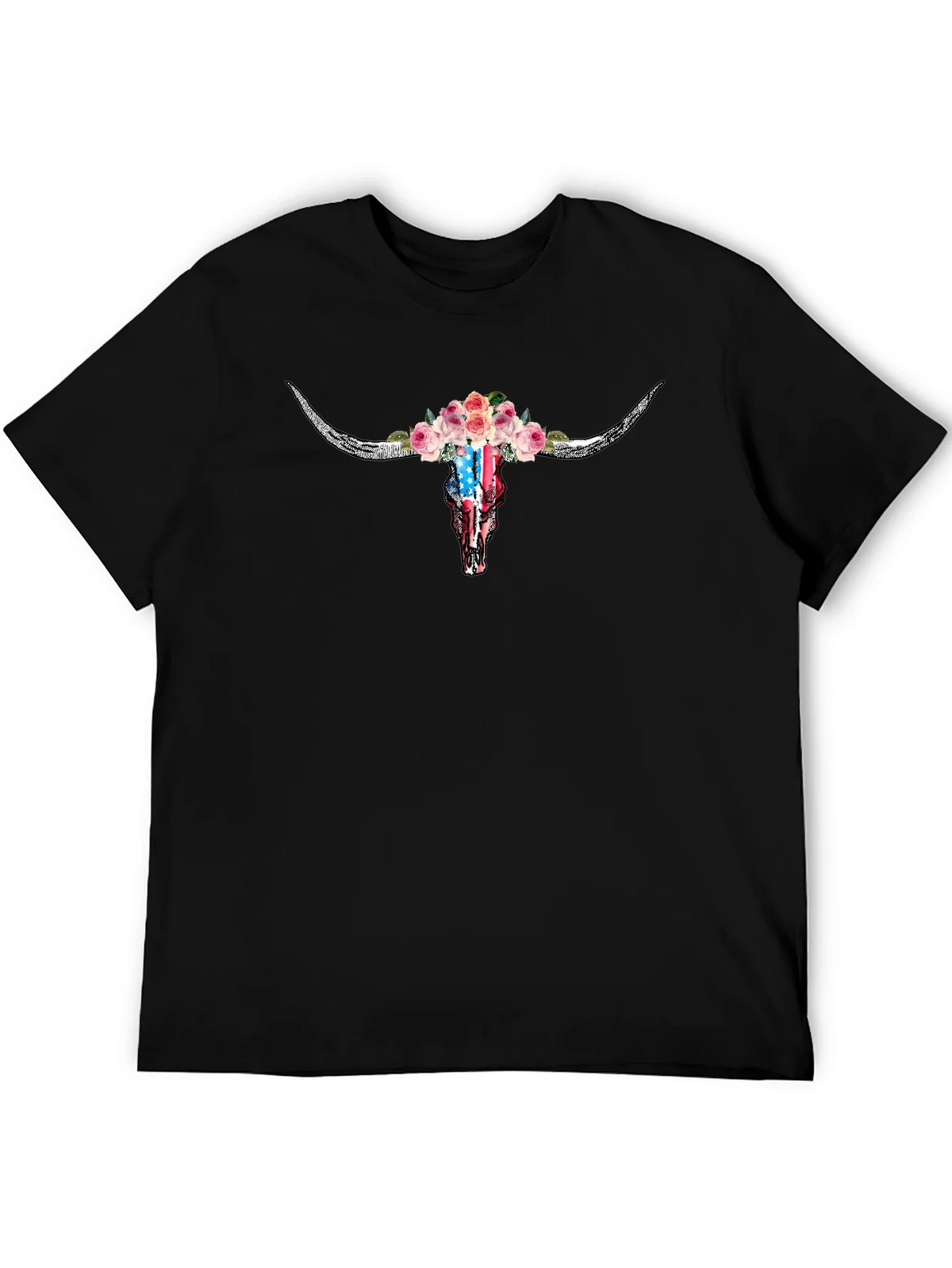 Floral Skull T-Shirt - American Flag Design product image 5