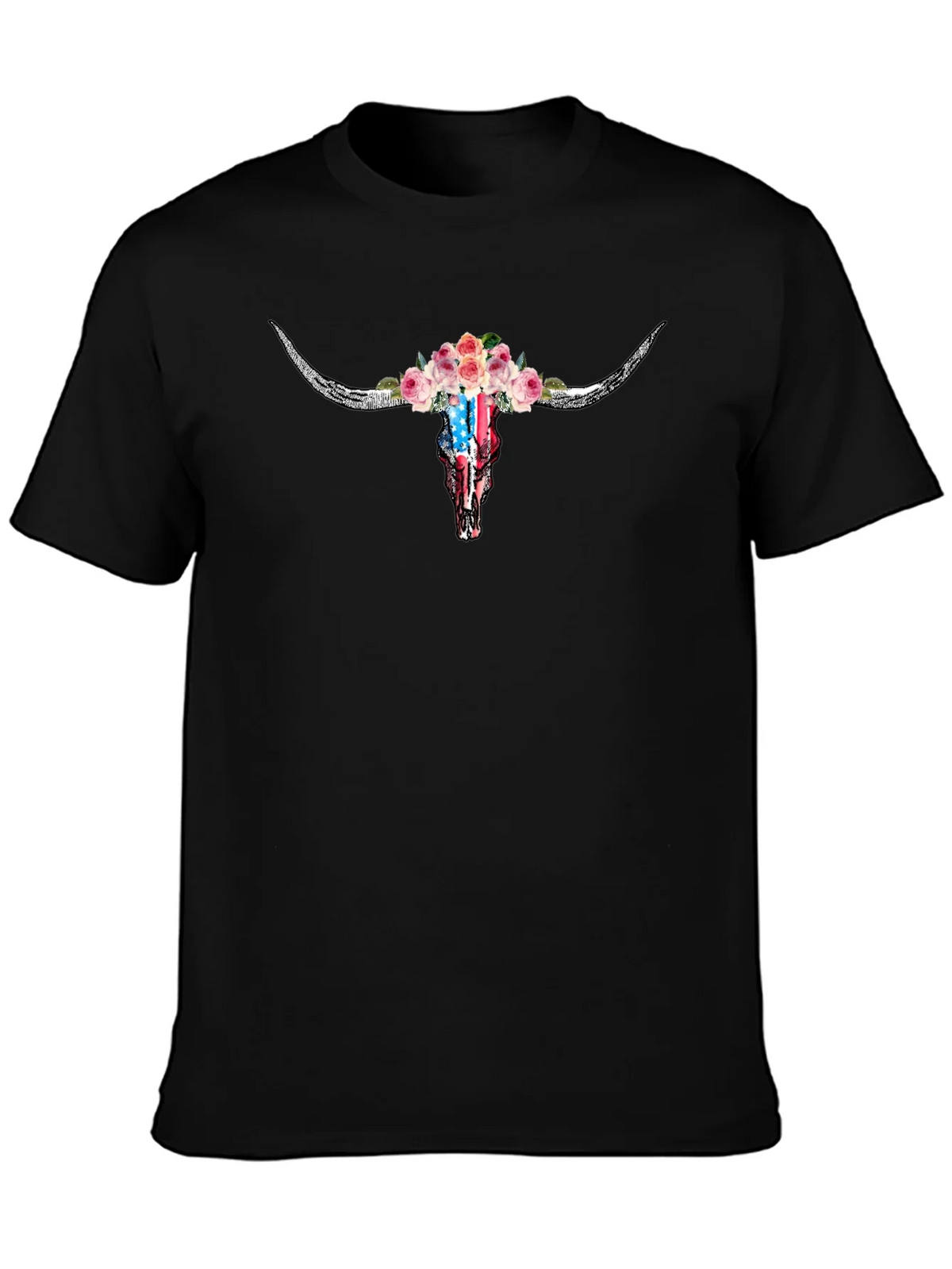 Floral Skull T-Shirt - American Flag Design product image 3