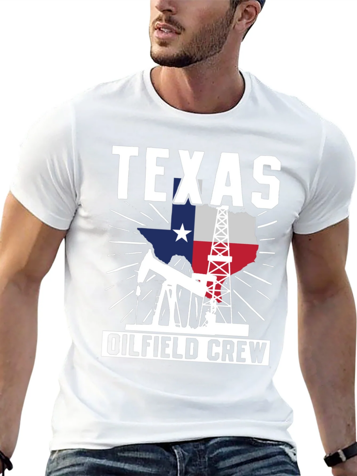 Texas Oilfield Crew Graphic Tee - Black Cotton Shirt product image 12