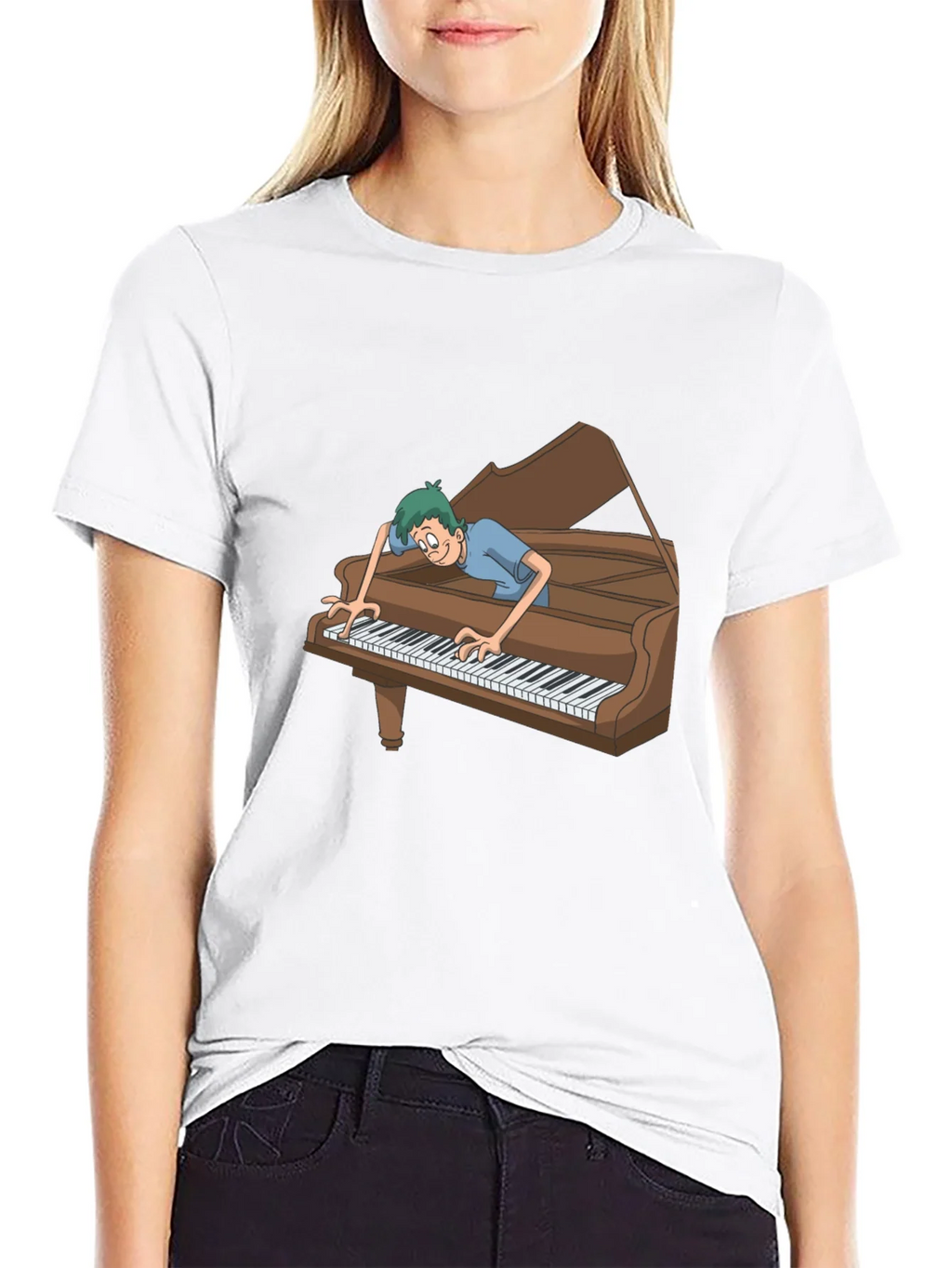 Funny Cartoon Piano Player Graphic Tee product image 8