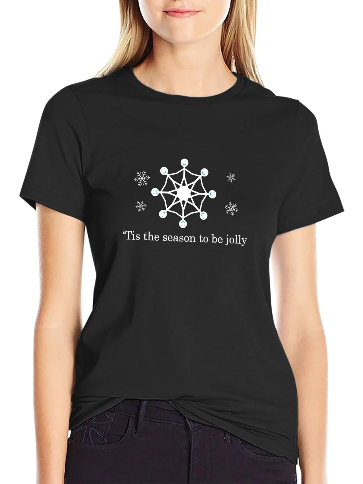 Festive Snowflake Graphic Tee - Tis the Season to Be Jolly product image 2