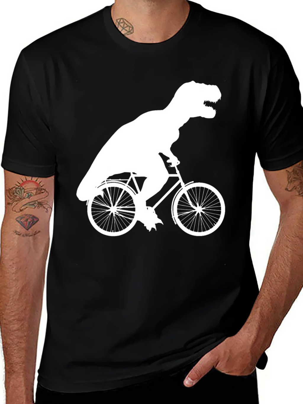 T-Rex Riding Bike Graphic Tee - Black product image 1
