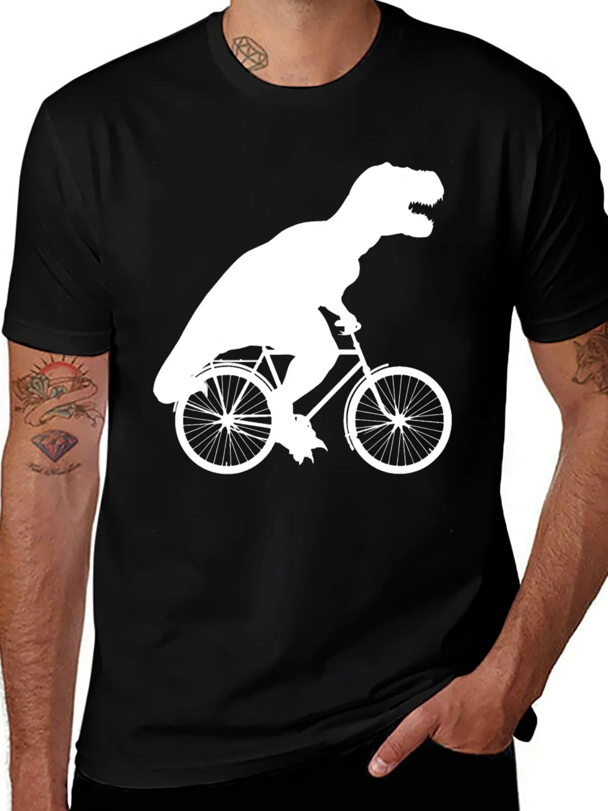T-Rex Riding Bike Graphic Tee - Black product image 1