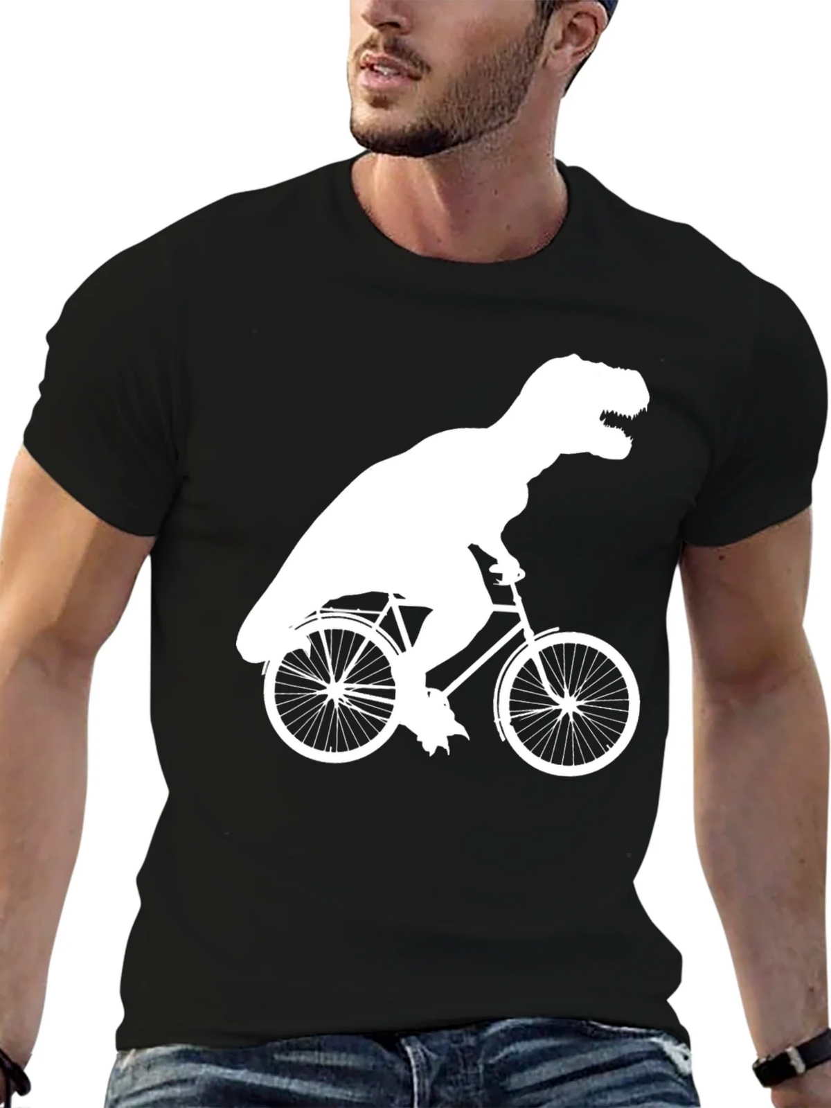 T-Rex Riding Bike Graphic Tee - Black product image 6