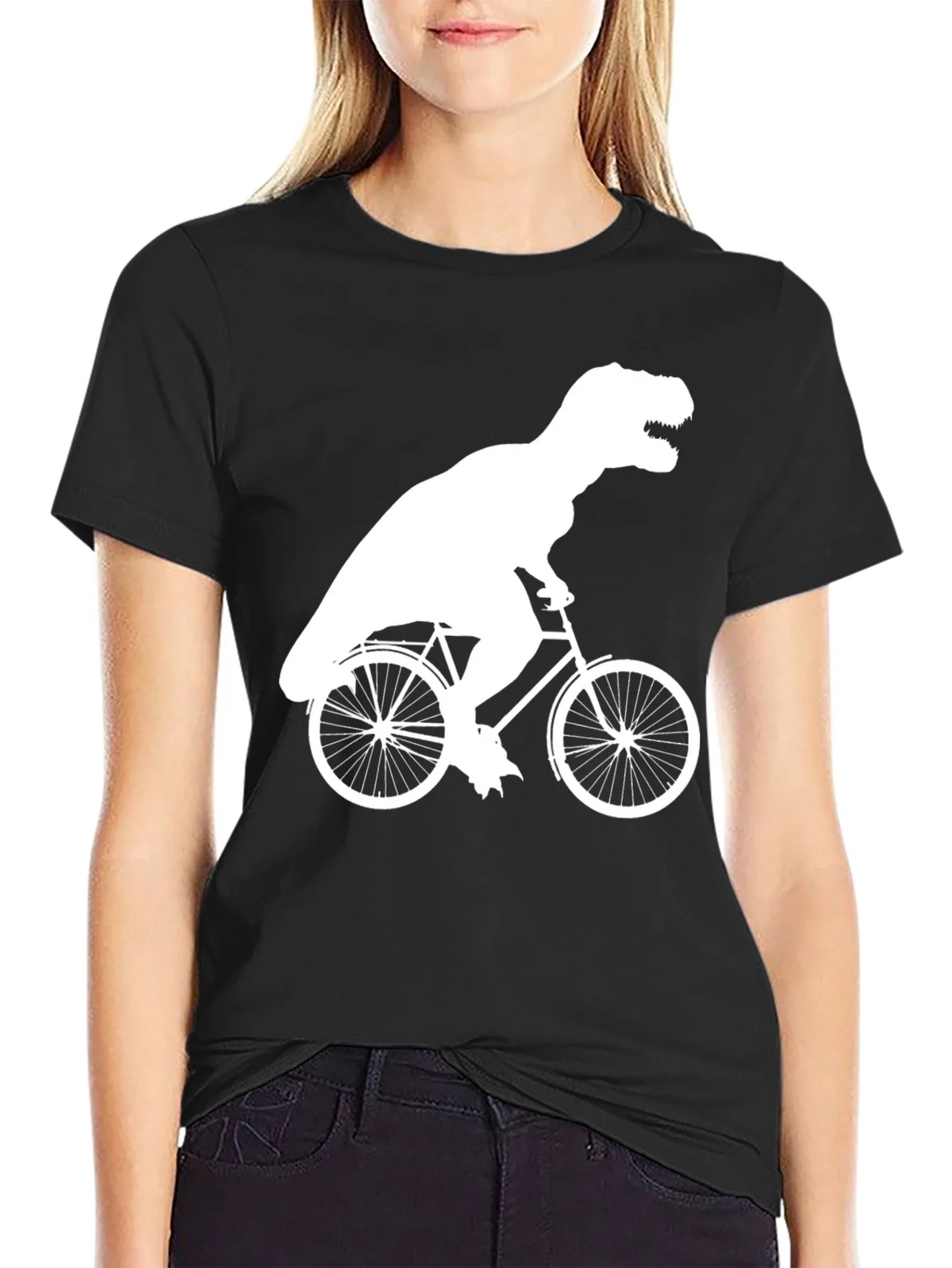 T-Rex Riding Bike Graphic Tee - Black product image 2