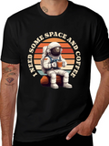 Space & Coffee Graphic T-Shirt - Relaxed Astronaut Design product image 1