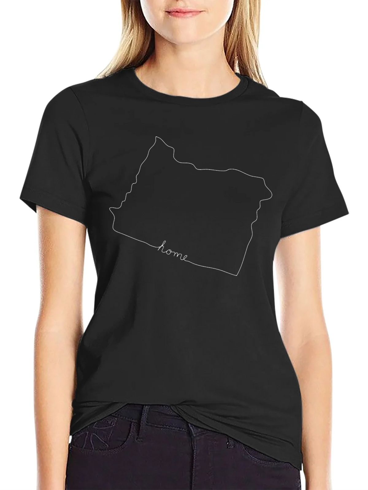Oregon Home State Outline T-Shirt - Black product image 2