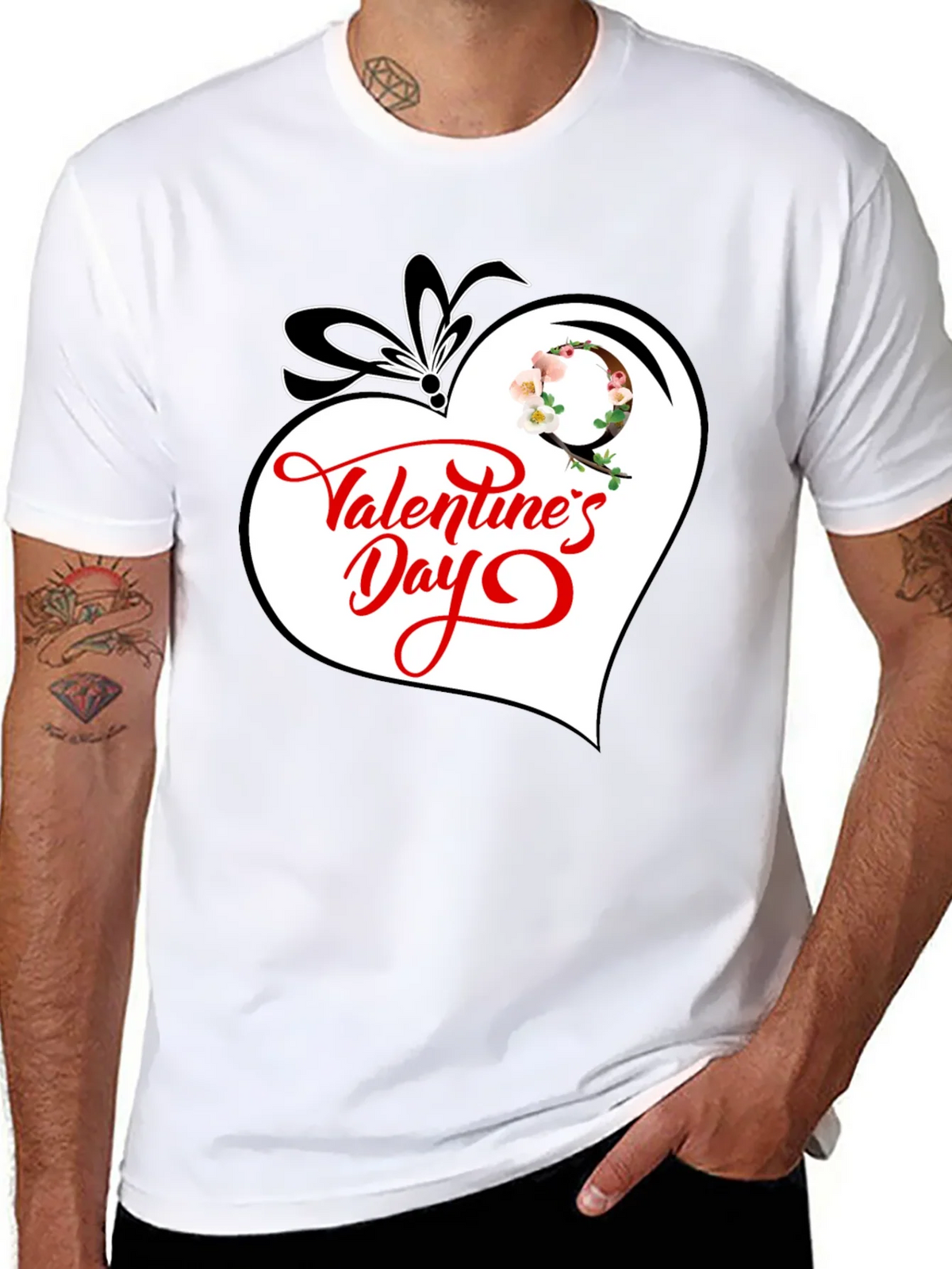 Valentines Day Heart Graphic Tee - Black Cotton Blend product image 7