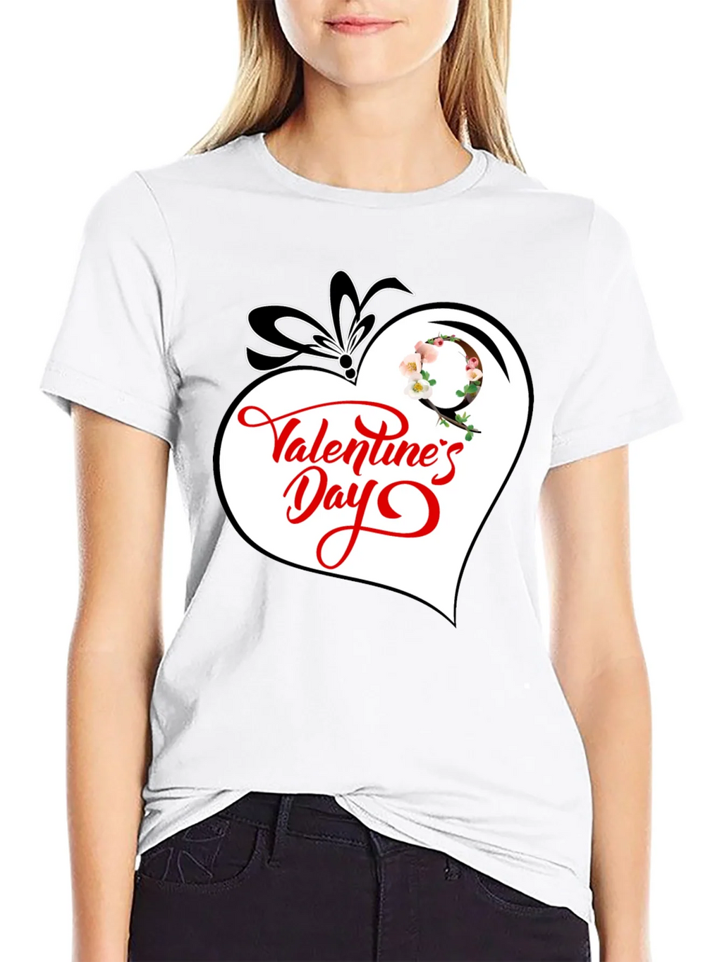 Valentines Day Heart Graphic Tee - Black Cotton Blend product image 8