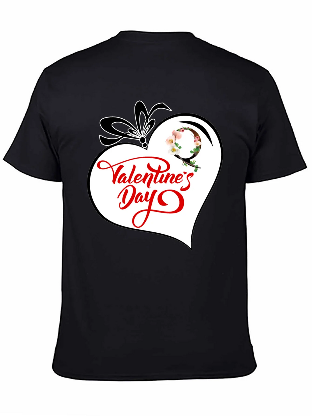 Valentines Day Heart Graphic Tee - Black Cotton Blend product image 4