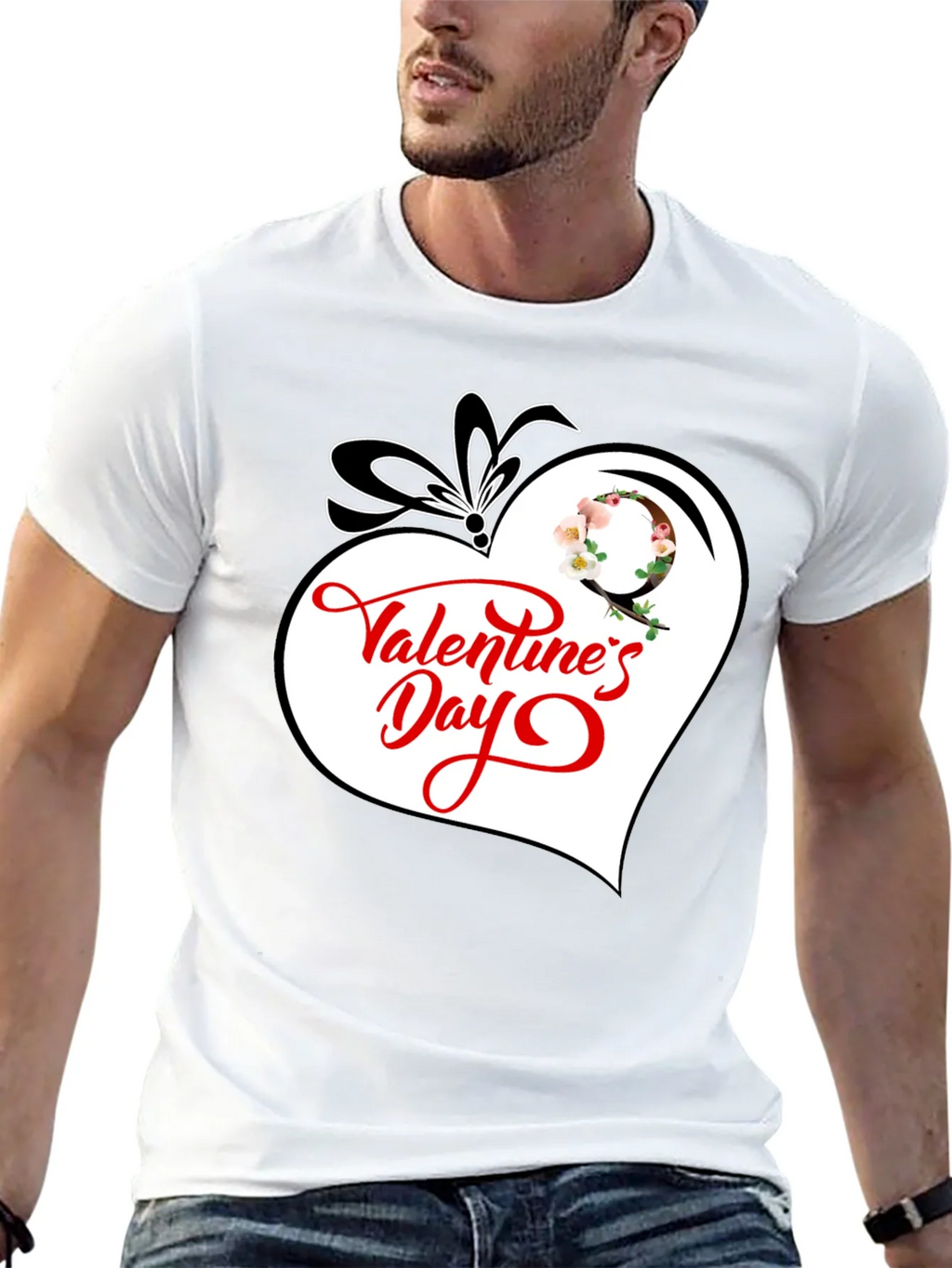 Valentines Day Heart Graphic Tee - Black Cotton Blend product image 12