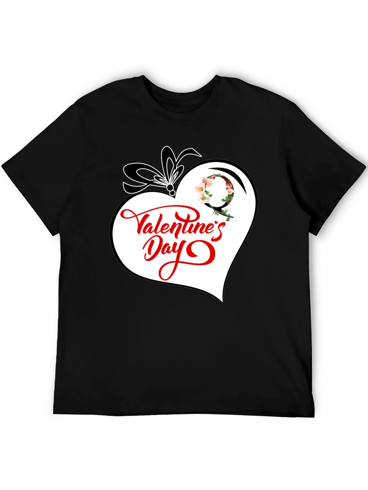 Valentines Day Heart Graphic Tee - Black Cotton Blend product image 5