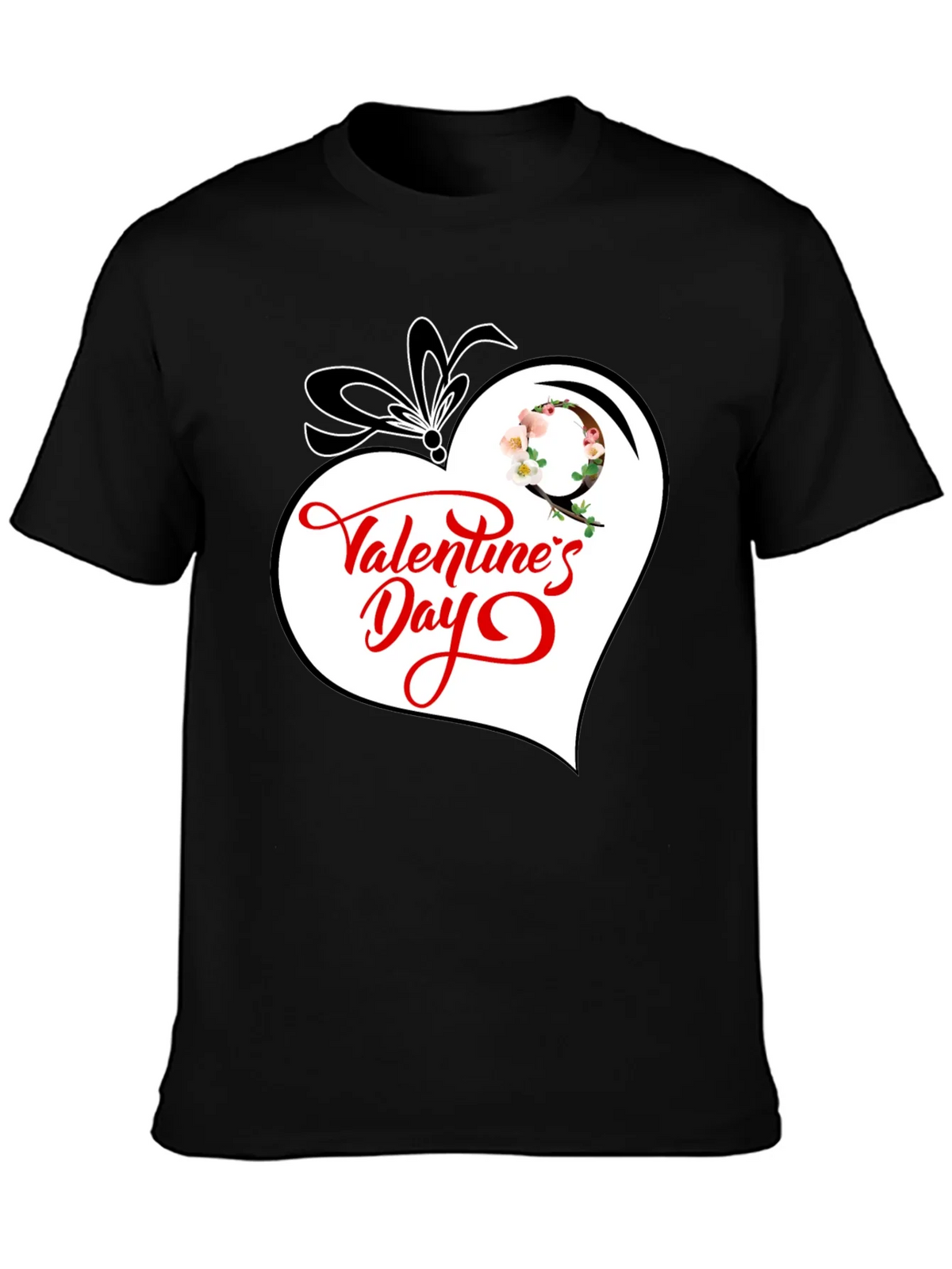 Valentines Day Heart Graphic Tee - Black Cotton Blend product image 3