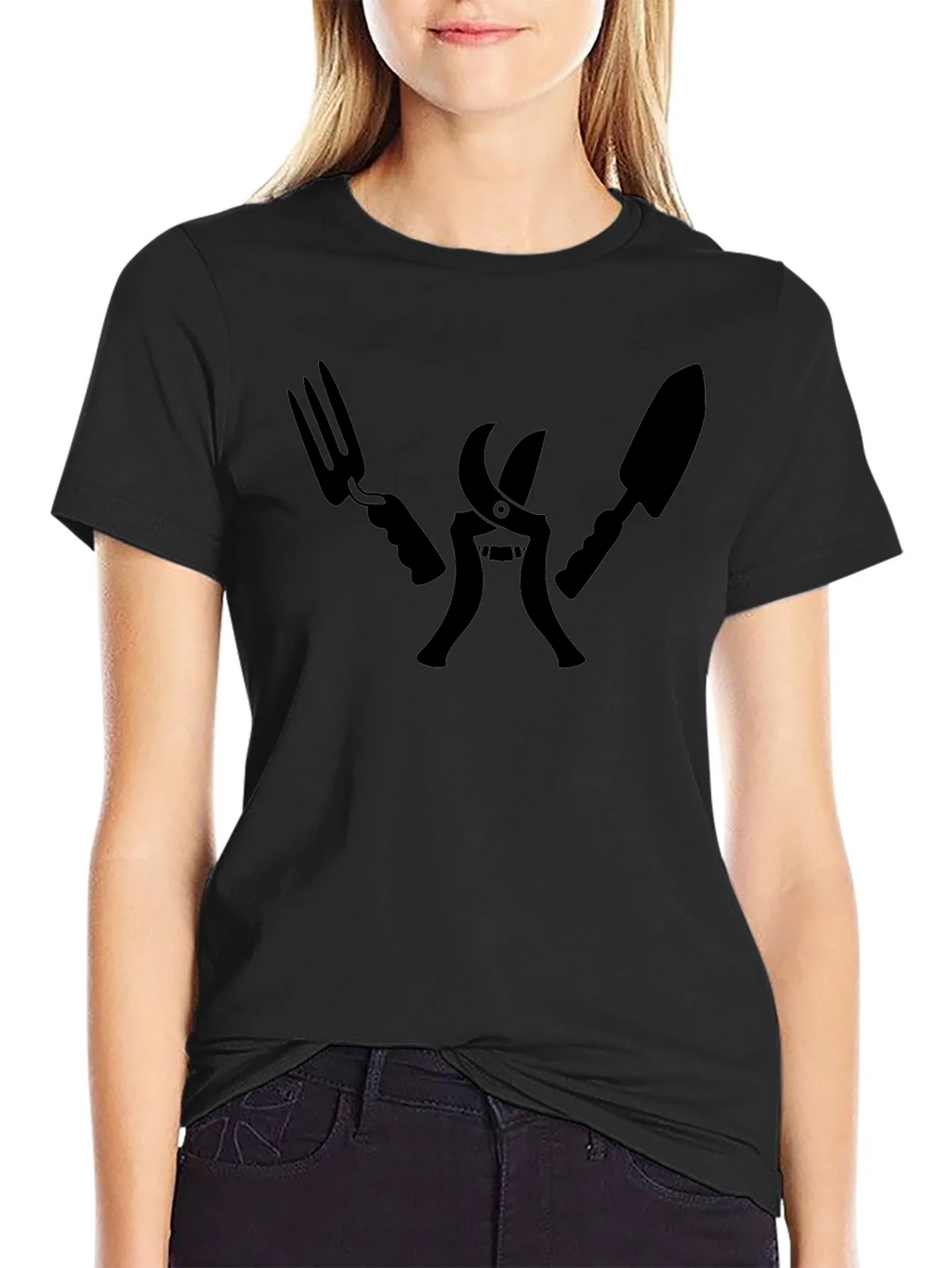 Gardening Tool T-Shirt - Black Crew Neck product image 2