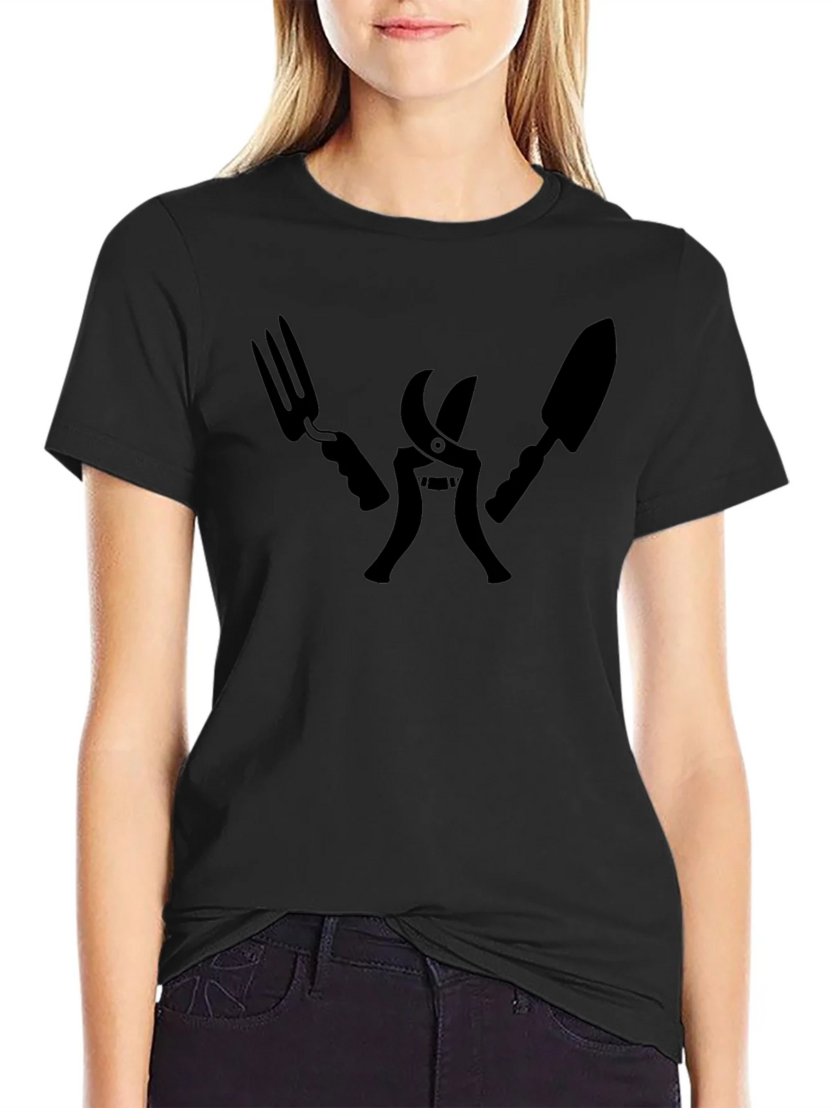 Gardening Tool T-Shirt - Black Crew Neck product image 2