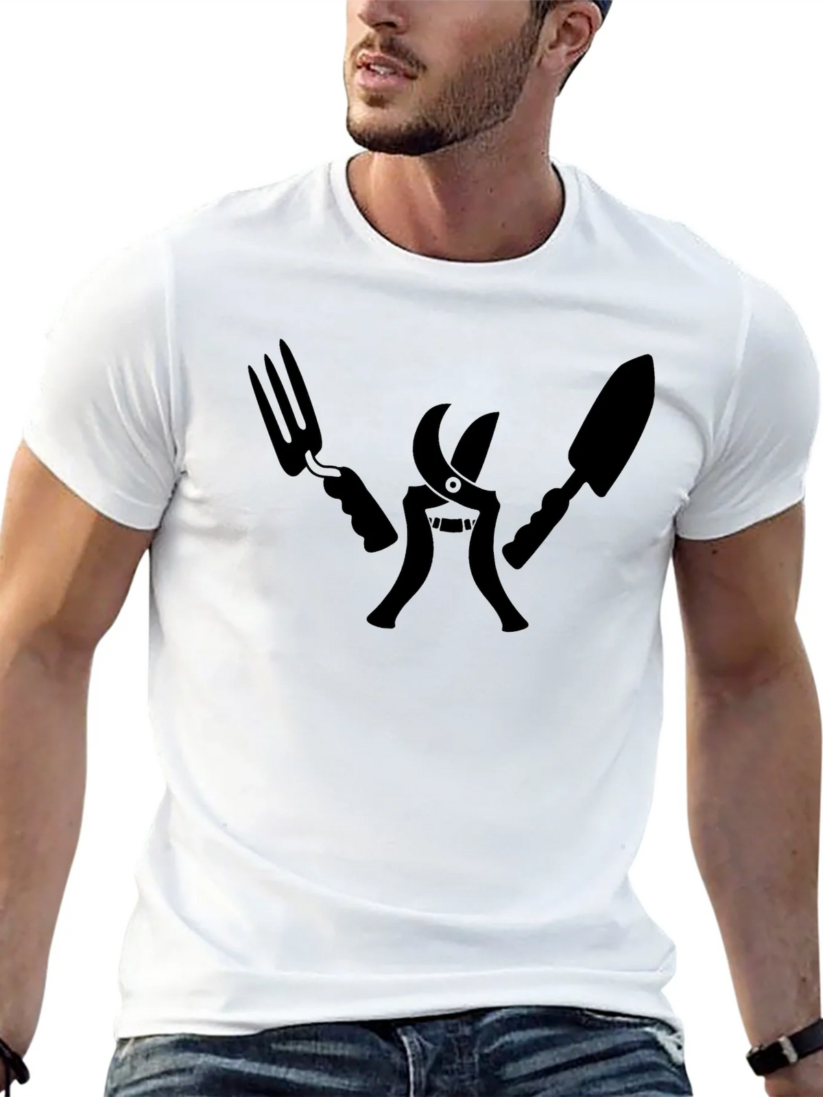 Gardening Tool T-Shirt - Black Crew Neck product image 12