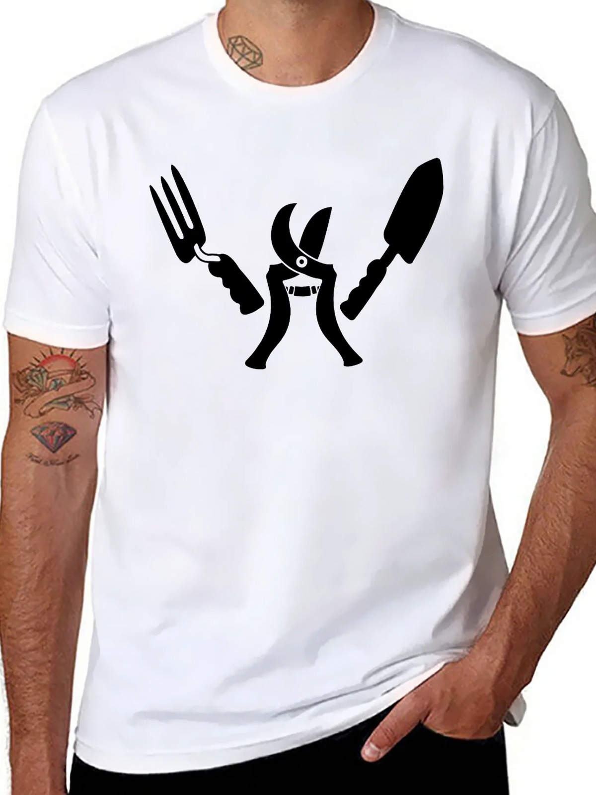 Gardening Tool T-Shirt - Black Crew Neck product image 7