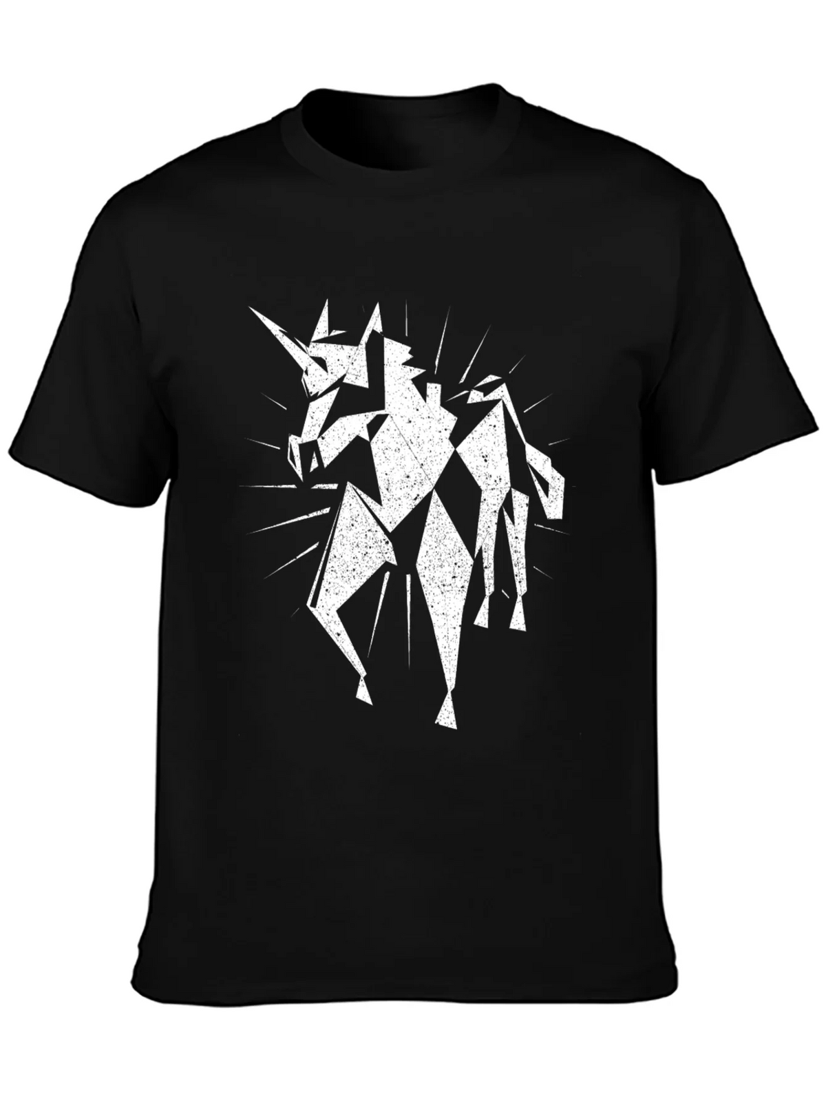 Geometric Unicorn Black T-Shirt - Unique Graphic Tee product image 3