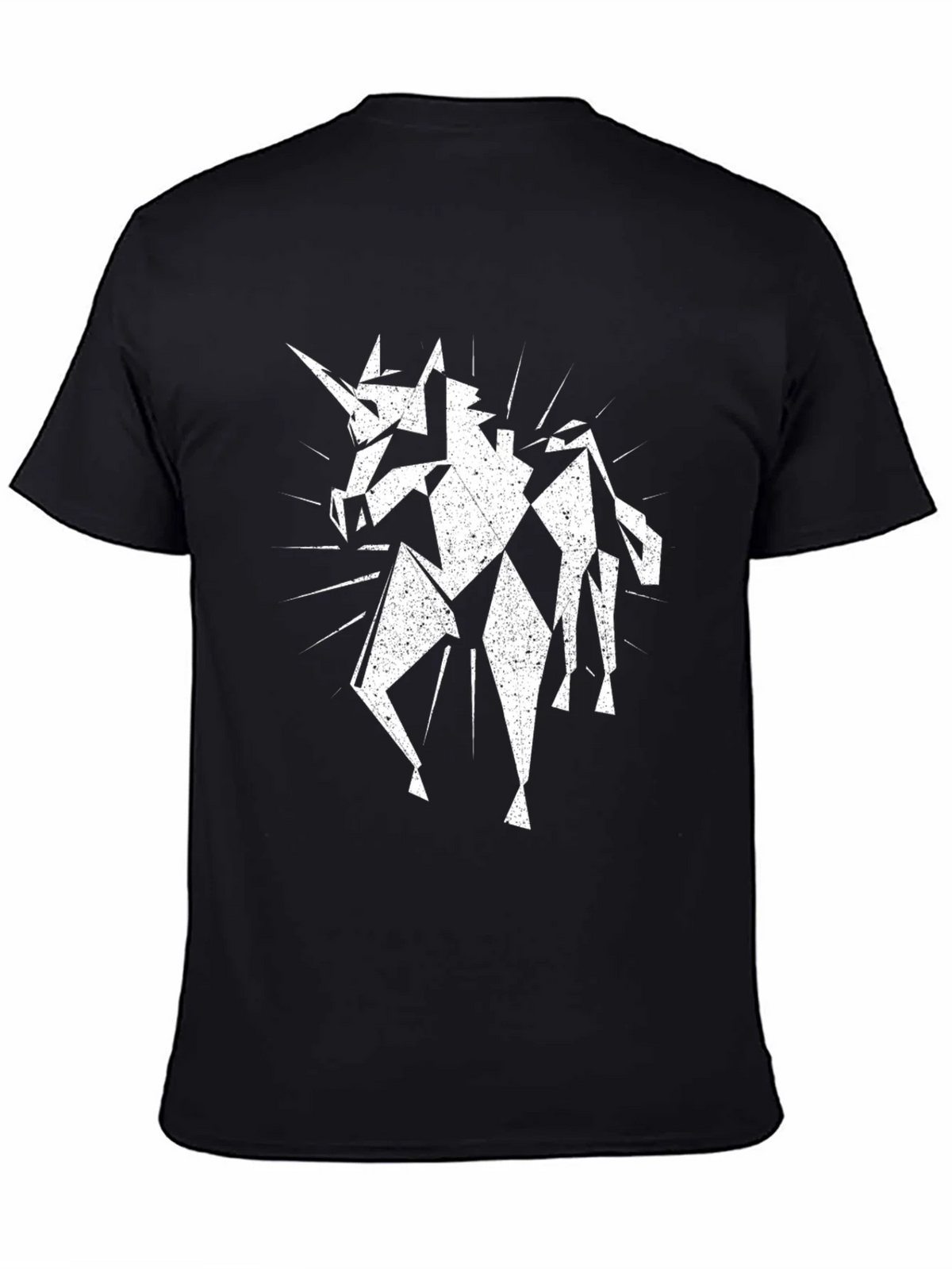 Geometric Unicorn Black T-Shirt - Unique Graphic Tee product image 4