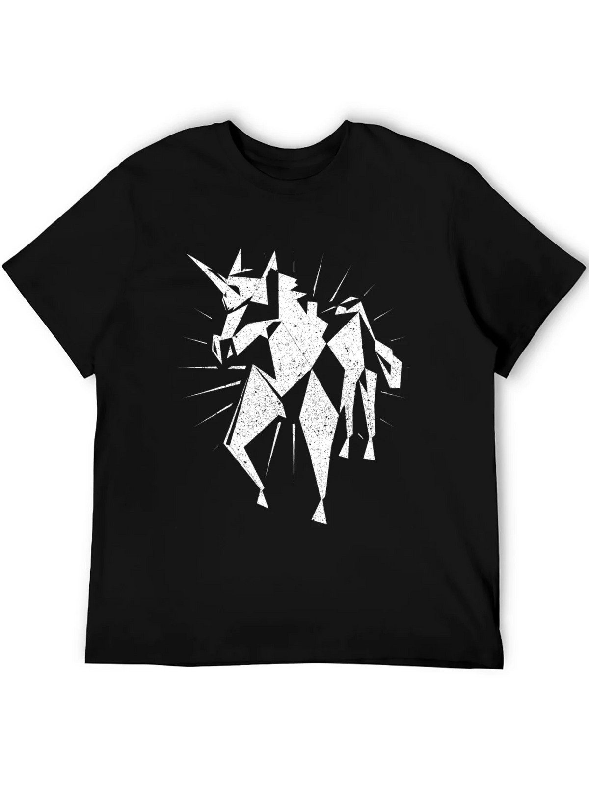 Geometric Unicorn Black T-Shirt - Unique Graphic Tee product image 5