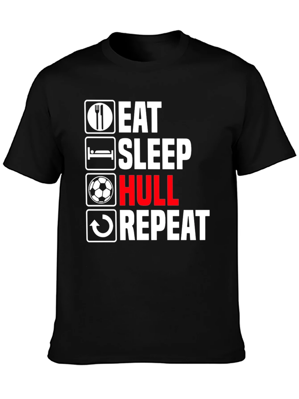 Eat Sleep Hull Repeat Black T-Shirt product image 3