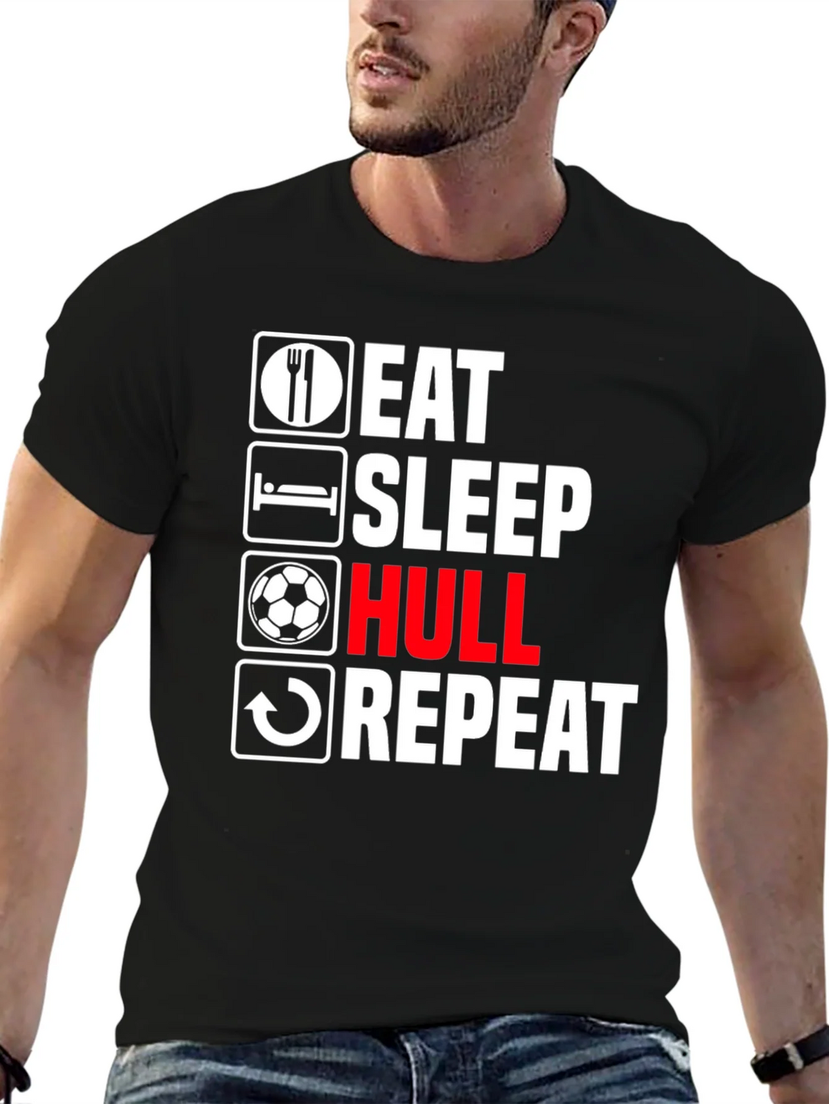 Eat Sleep Hull Repeat Black T-Shirt product image 6