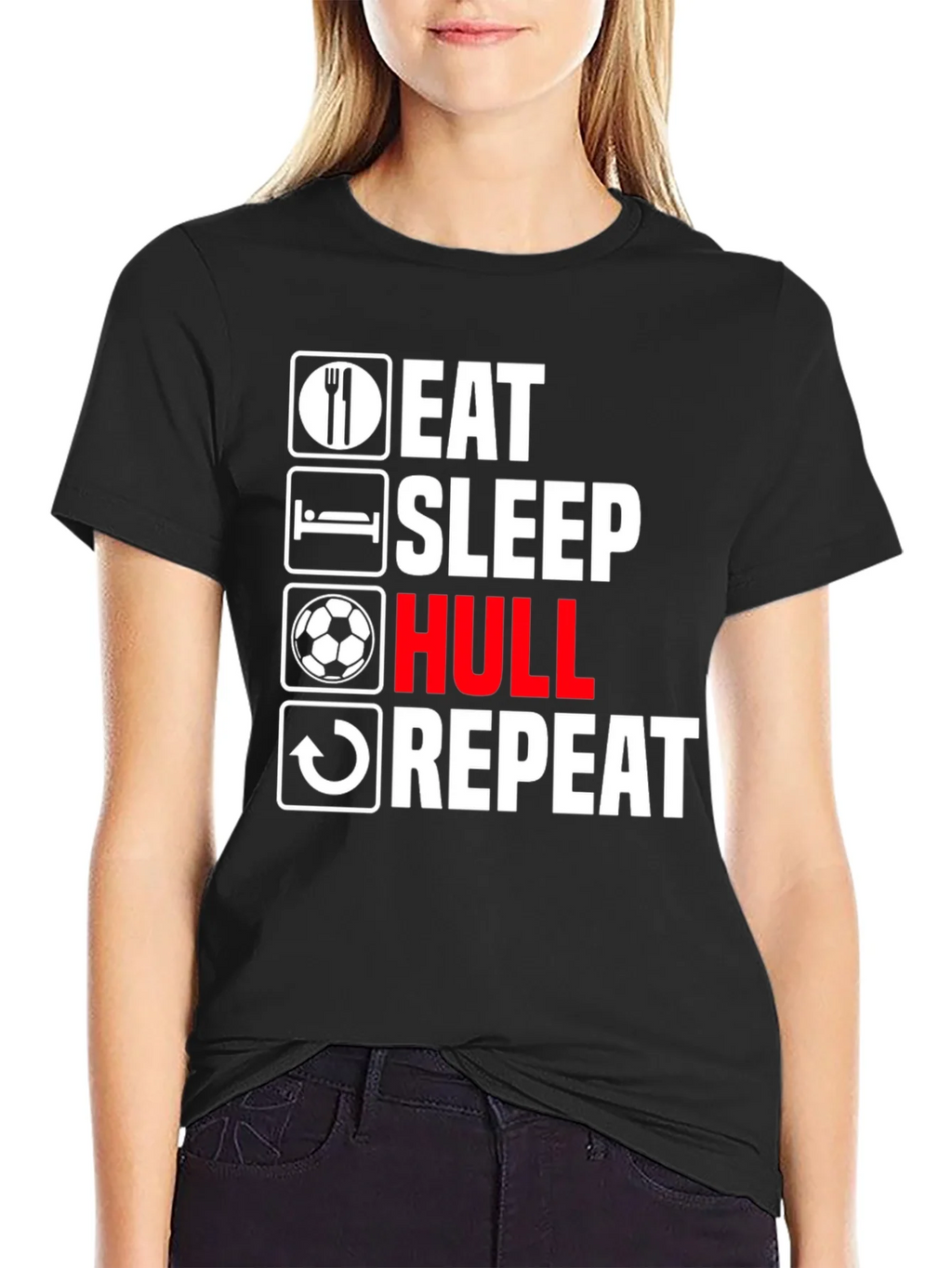 Eat Sleep Hull Repeat Black T-Shirt product image 2