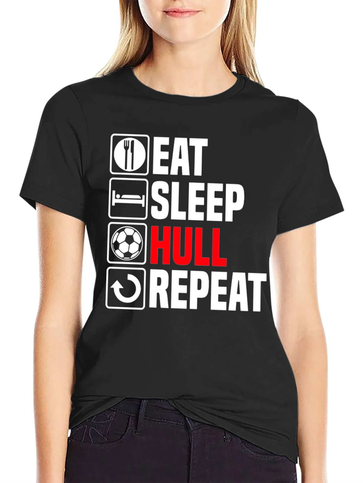 Eat Sleep Hull Repeat Black T-Shirt product image 2