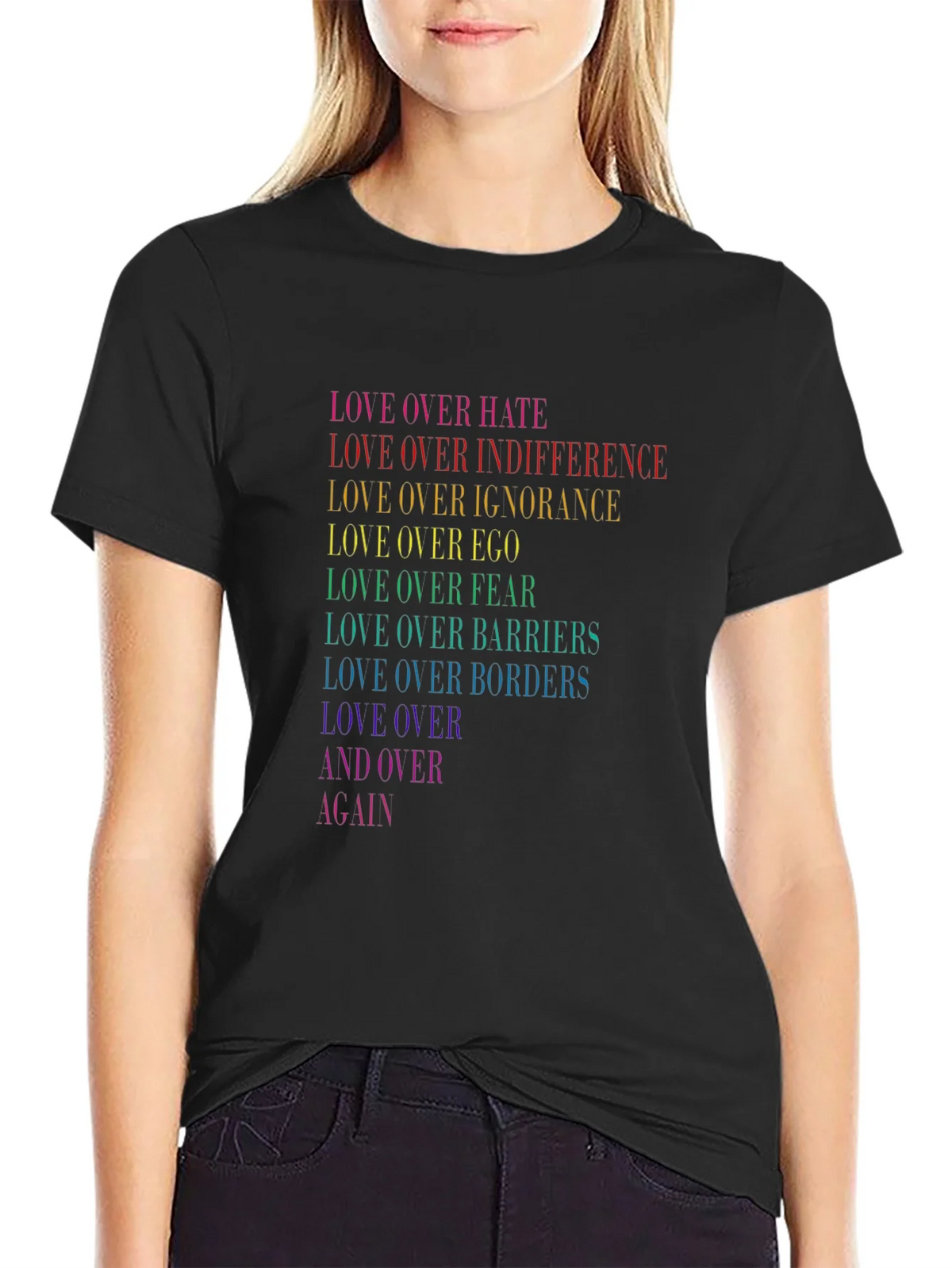 Love Over Hate Rainbow Pride T-Shirt product image 2
