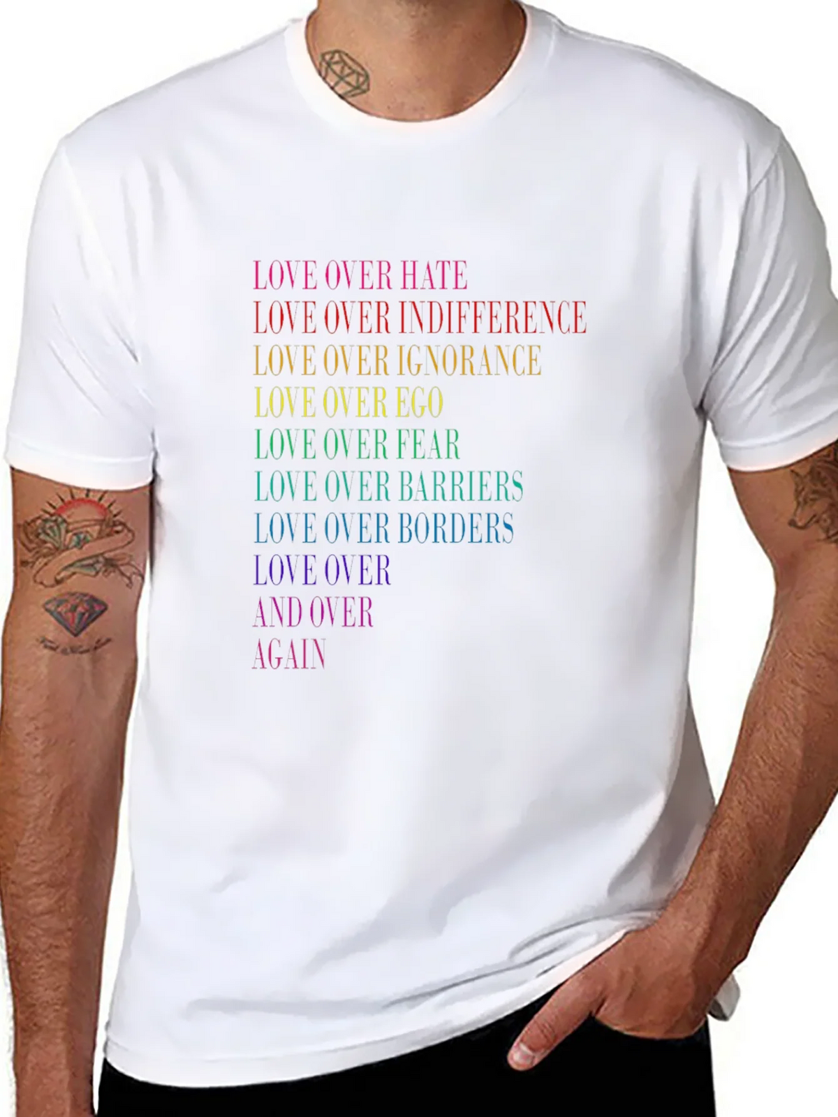 Love Over Hate Rainbow Pride T-Shirt product image 7