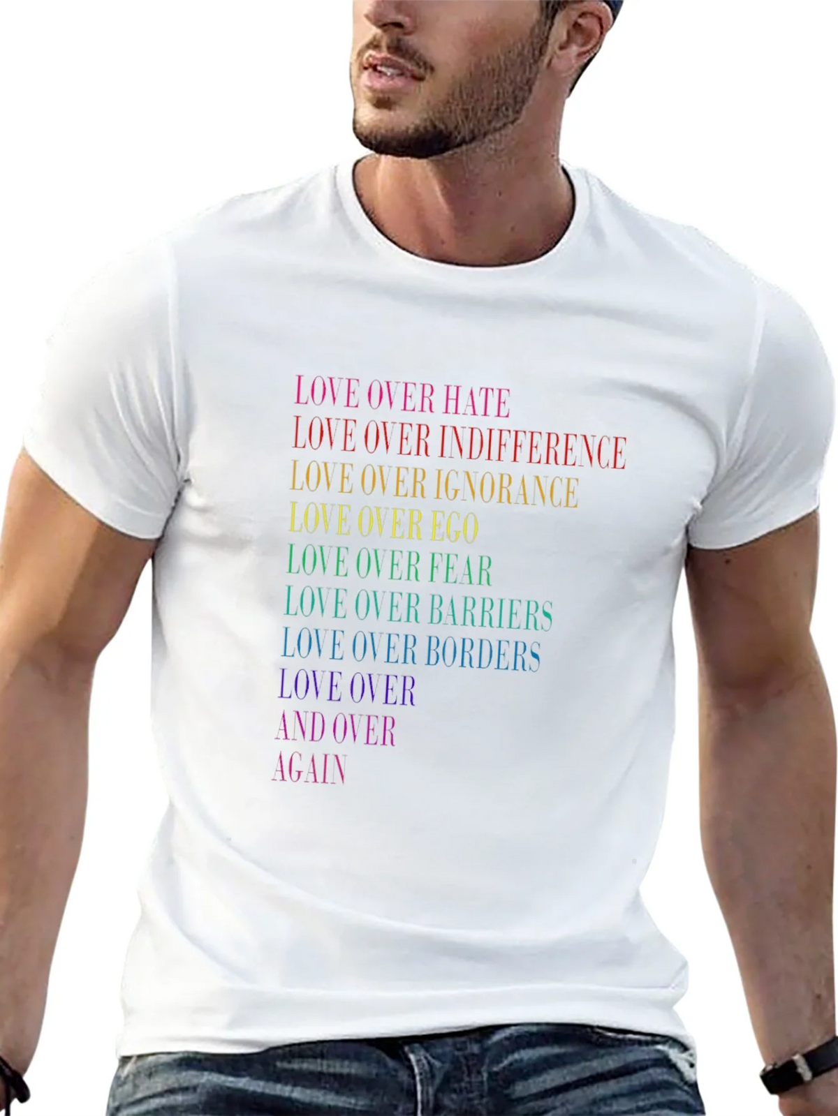 Love Over Hate Rainbow Pride T-Shirt product image 12