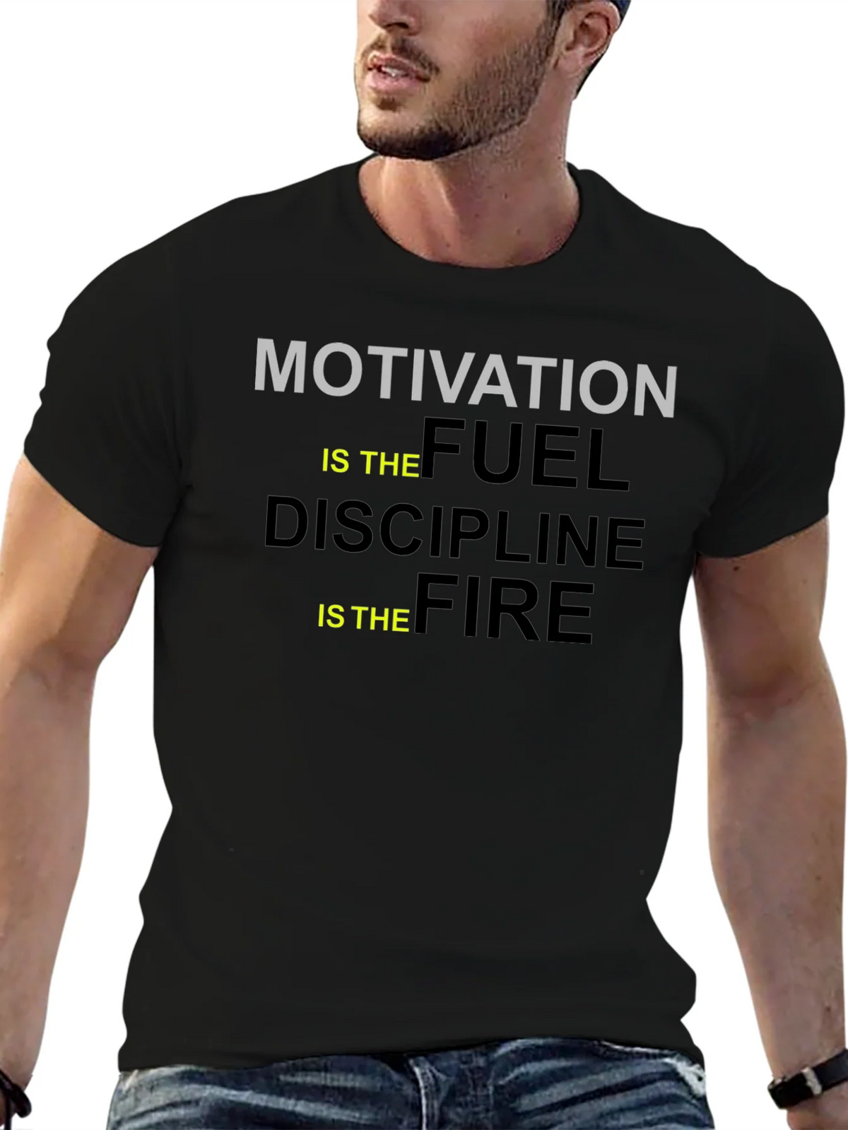 Motivation Fuel Discipline Fire Black Graphic Tee product image 6