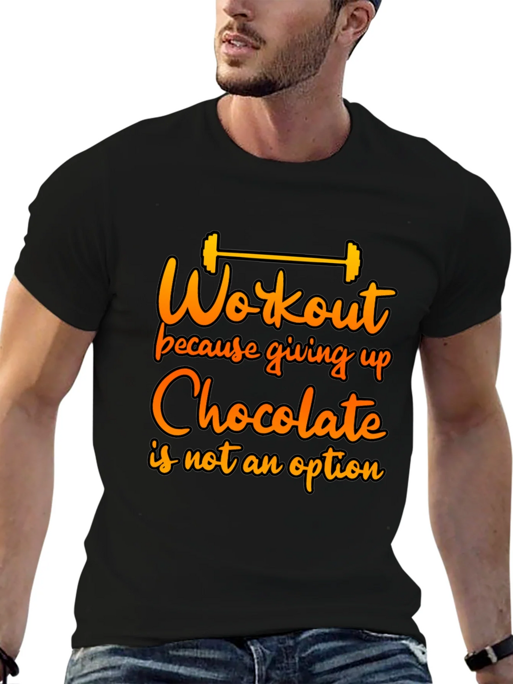 Workout For Chocolate Graphic Tee - Funny Fitness Shirt product image 5