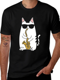 Cool Cat Saxophone T-Shirt - Black product image 1