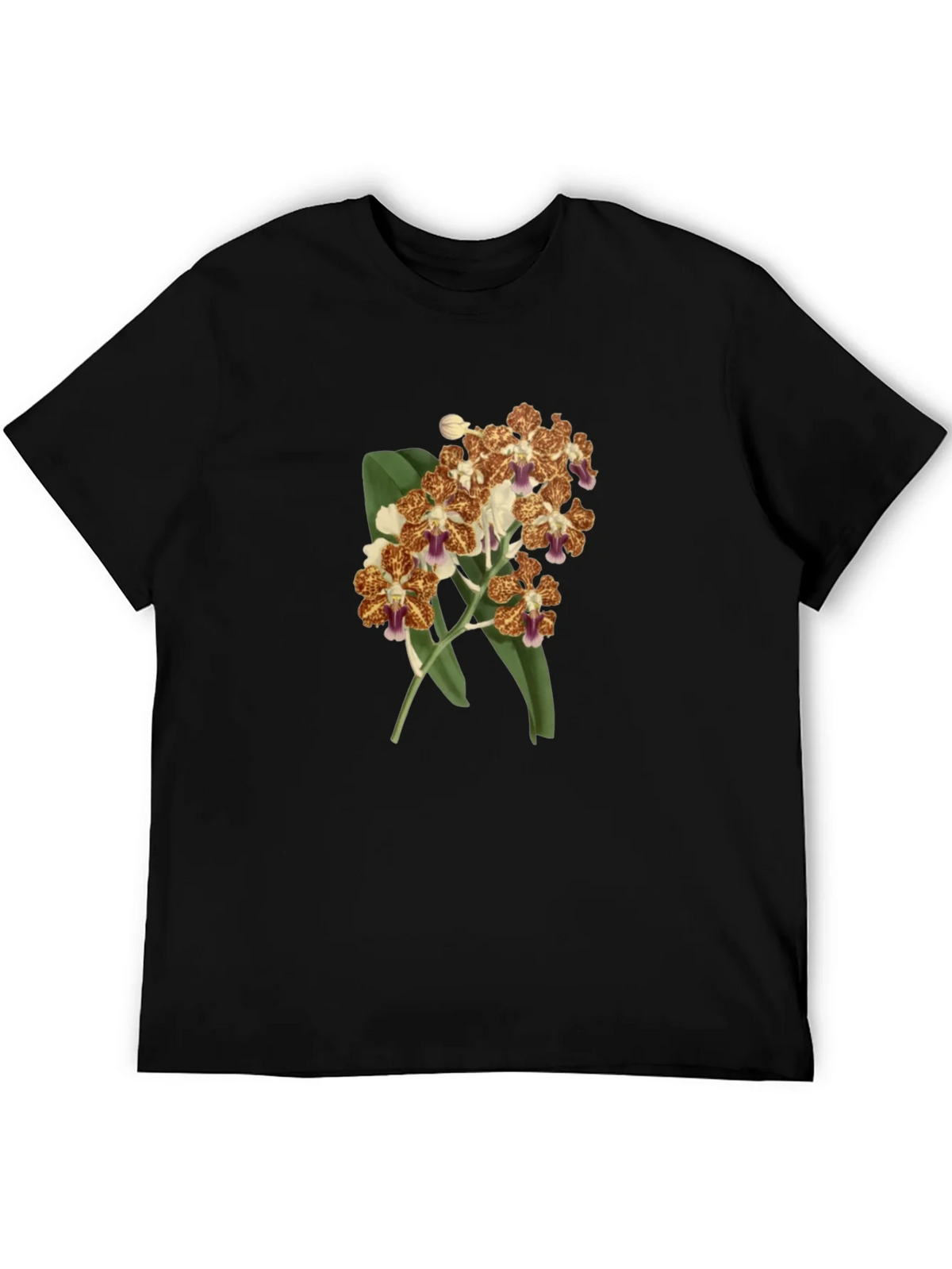 Floral Orchid Print Black T-Shirt product image 2