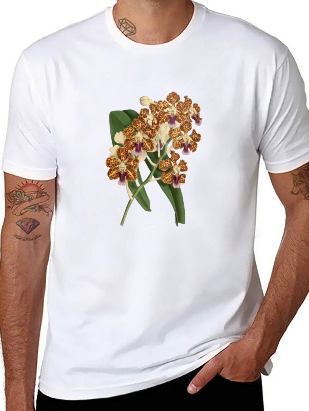 Floral Orchid Print Black T-Shirt product image 4