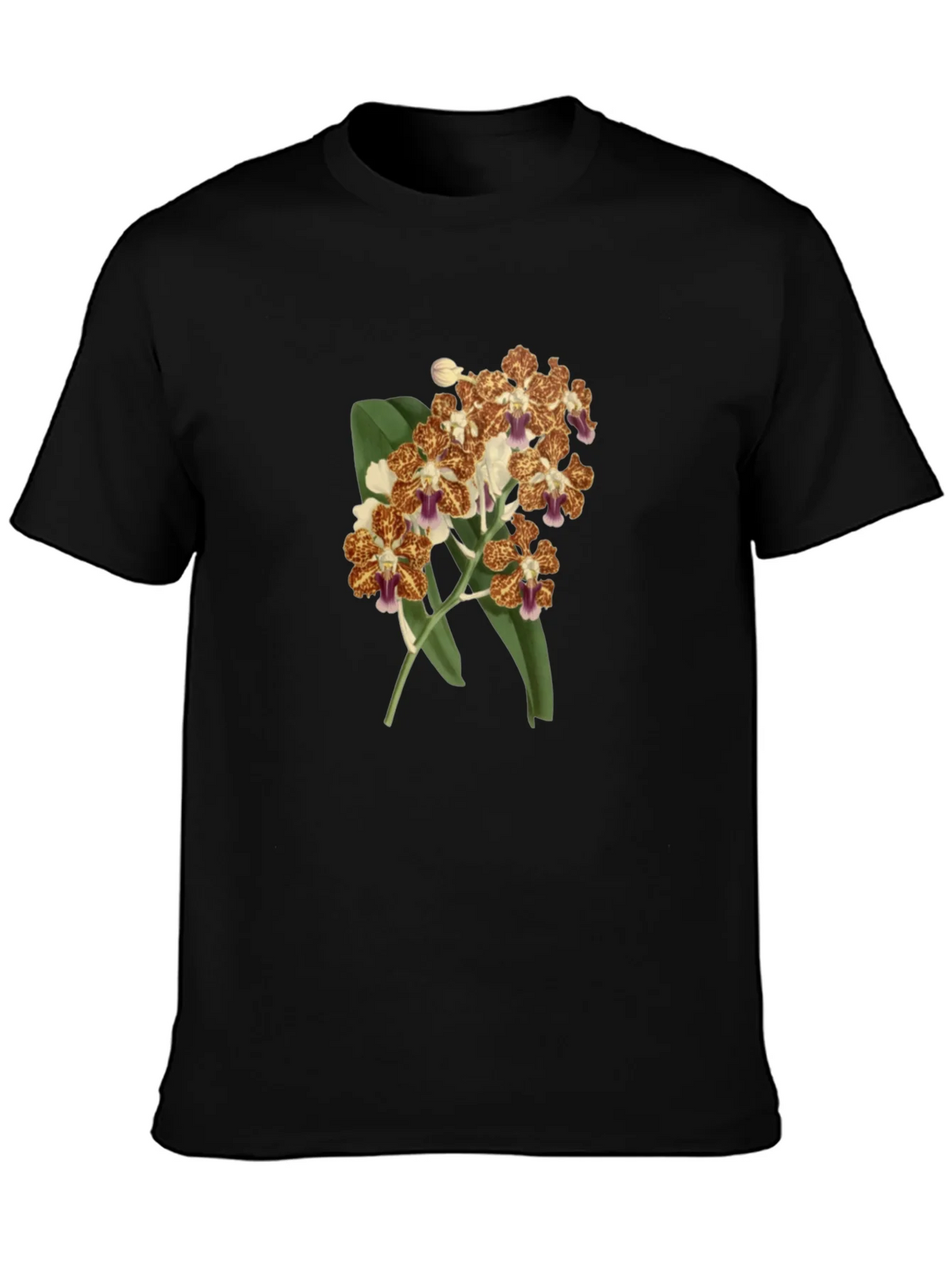 Floral Orchid Print Black T-Shirt product image 1