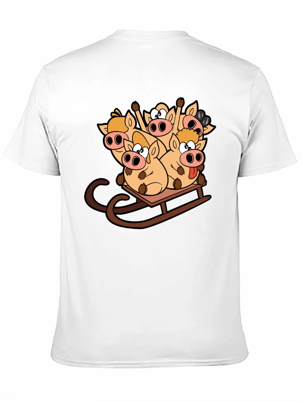 Funny Pigs on Sled Black T-Shirt product image 10