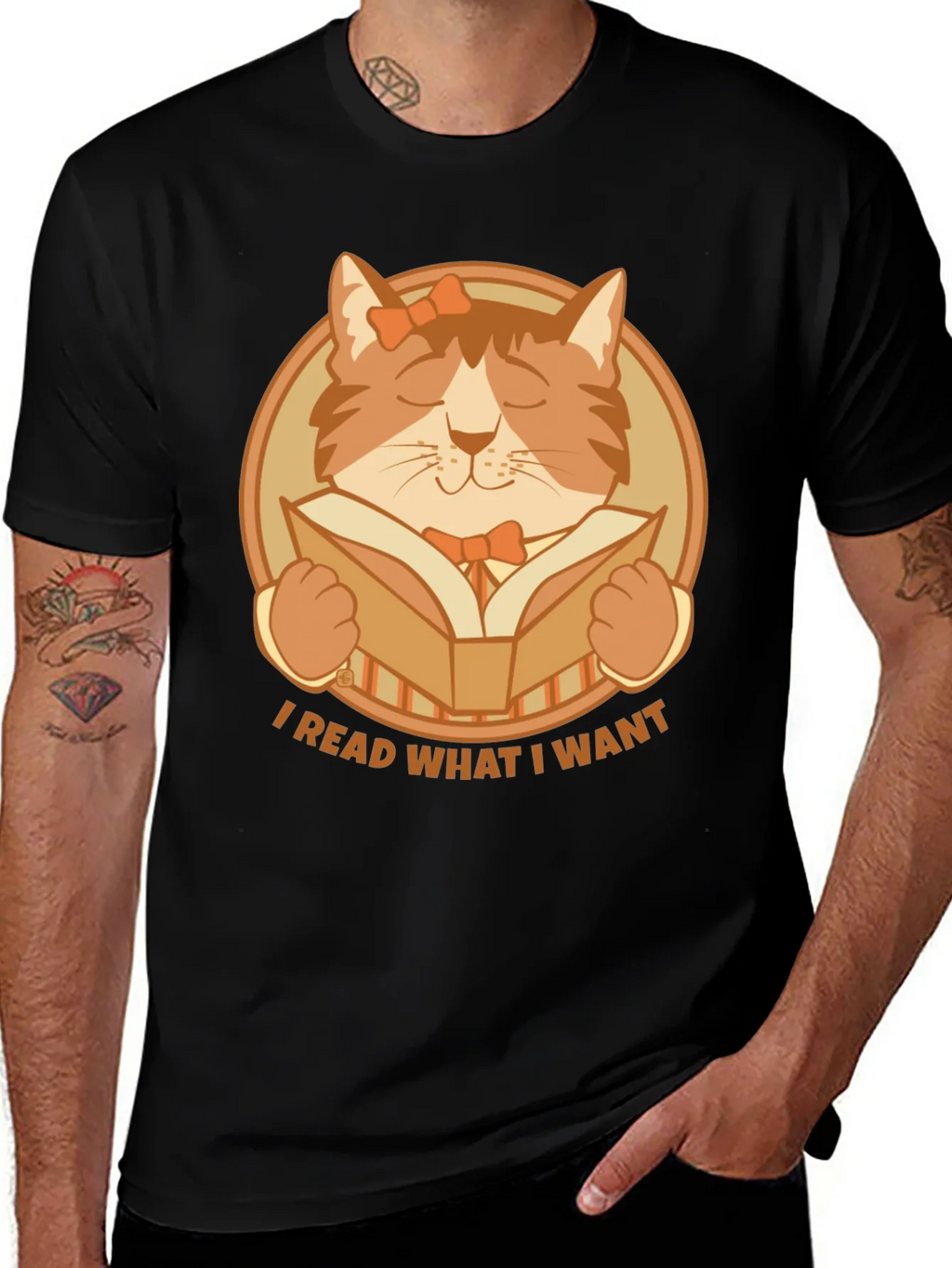I Read What I Want Cat Graphic T-Shirt product image 1