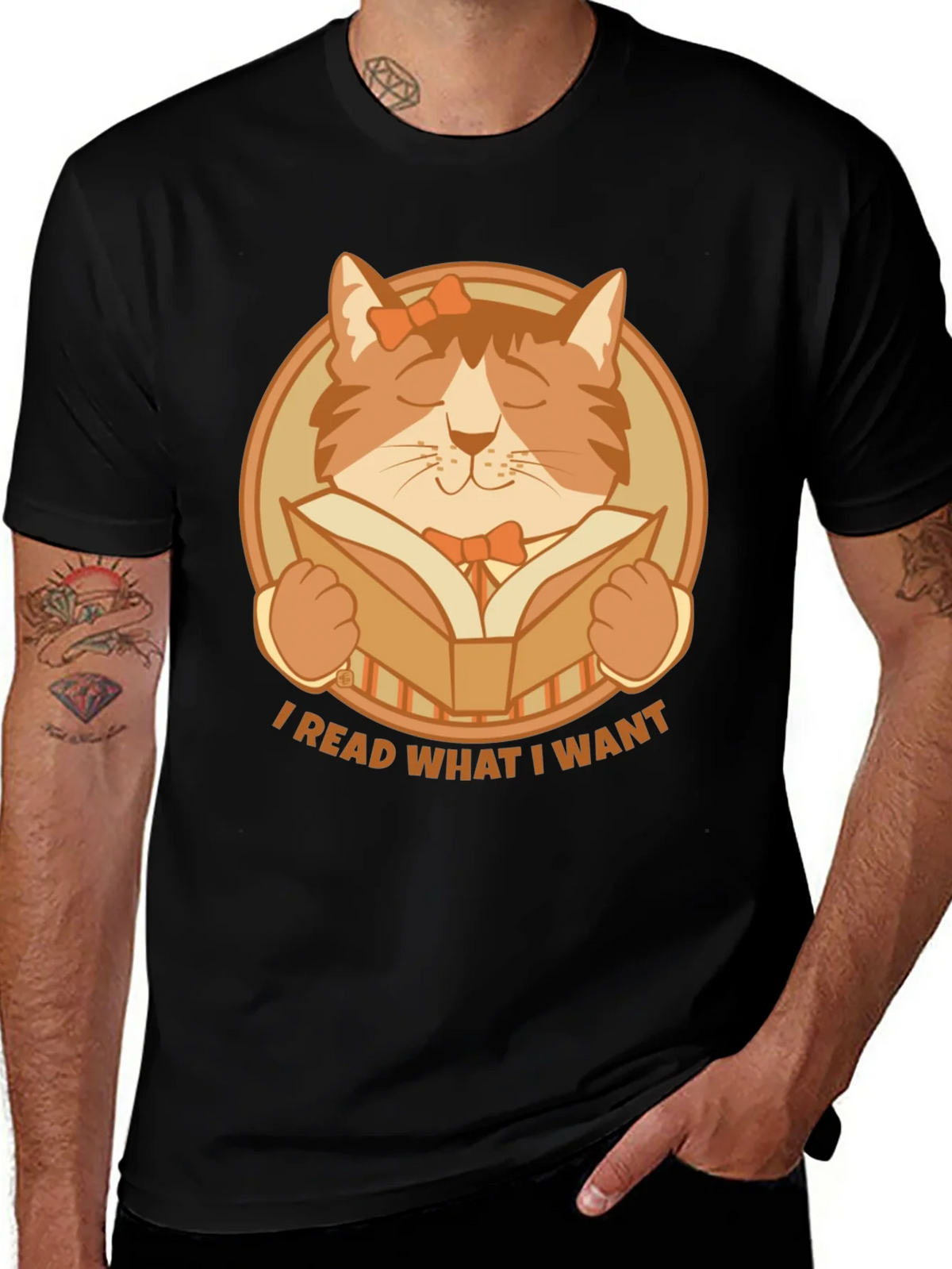 I Read What I Want Cat Graphic T-Shirt product image 1