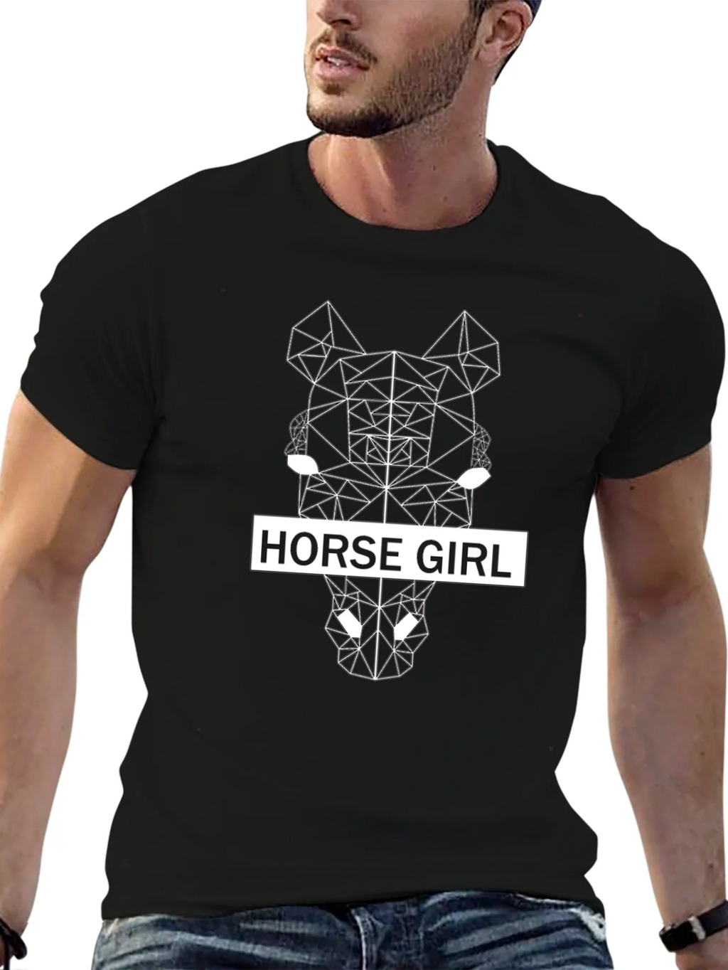 Geometric Horse Girl Black T-Shirt product image 6