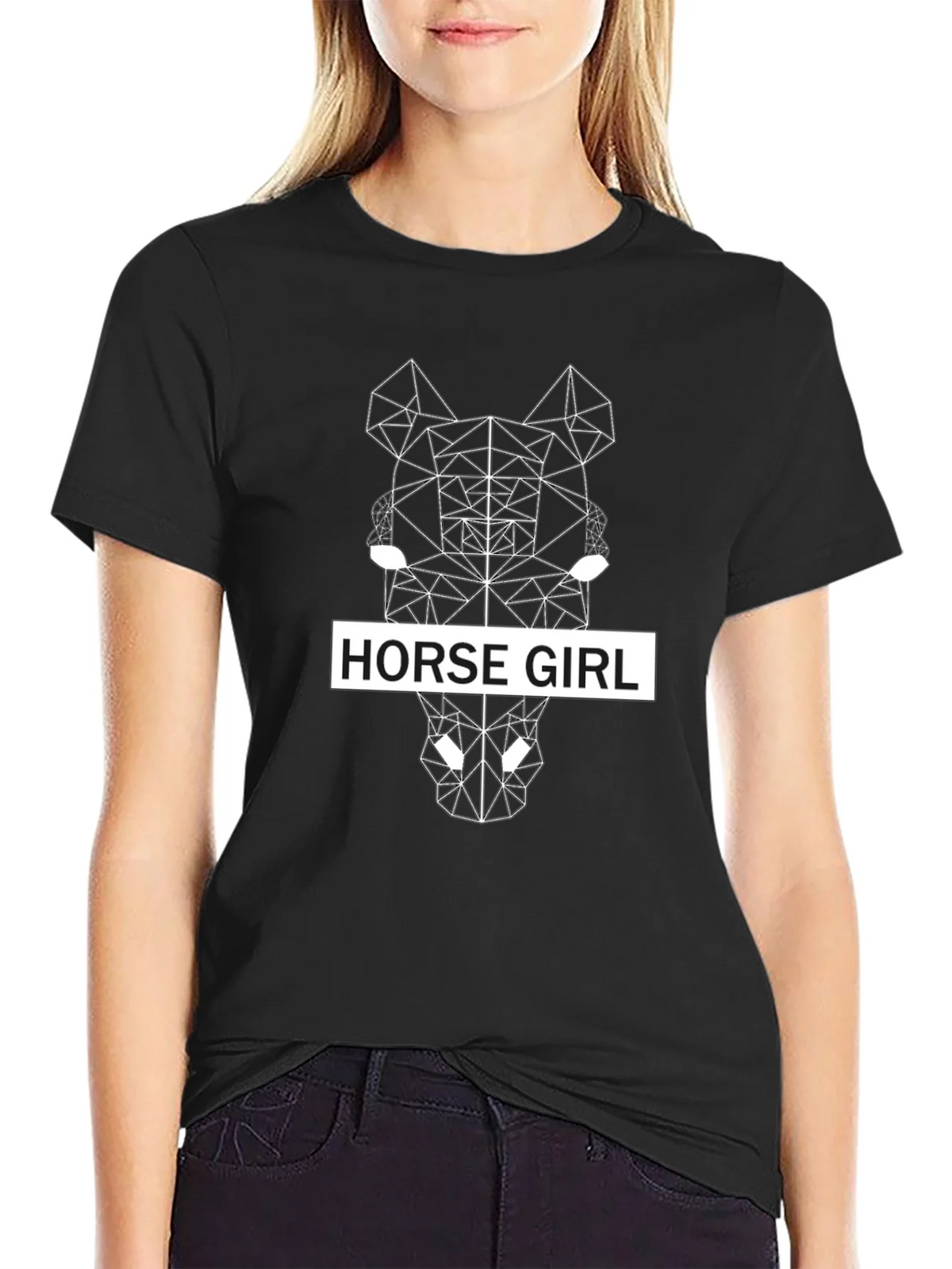 Geometric Horse Girl Black T-Shirt product image 2
