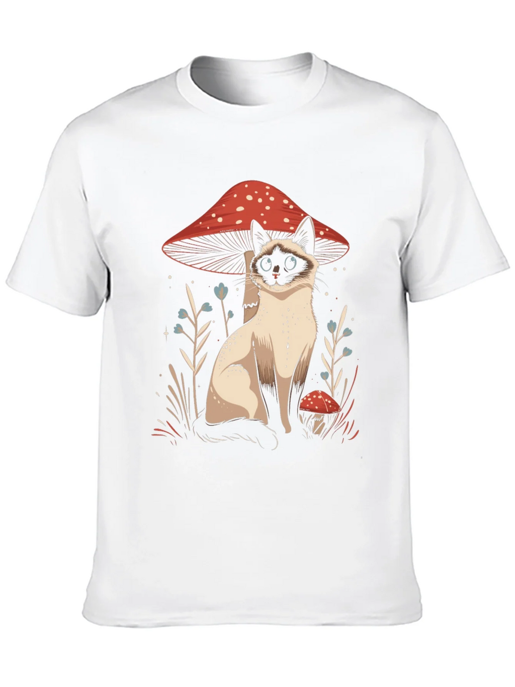 Cat and Mushroom Graphic Tee - Black Cotton product image 9