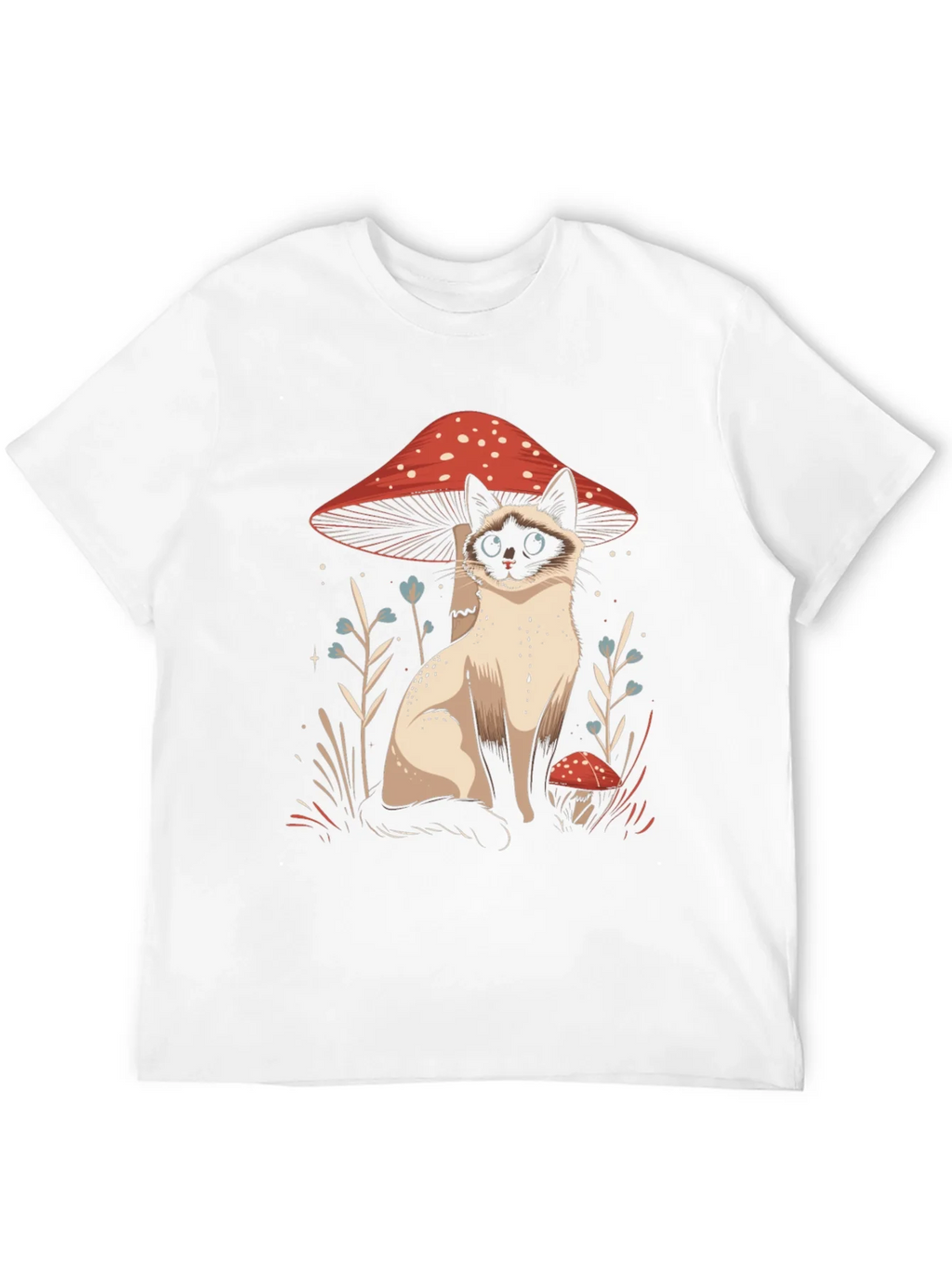 Cat and Mushroom Graphic Tee - Black Cotton product image 11
