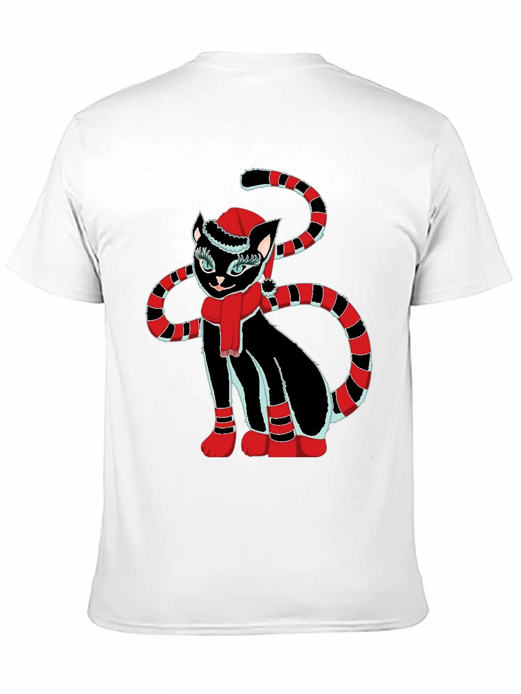 Festive Cat T-Shirt - Black with Holiday Design product image 10
