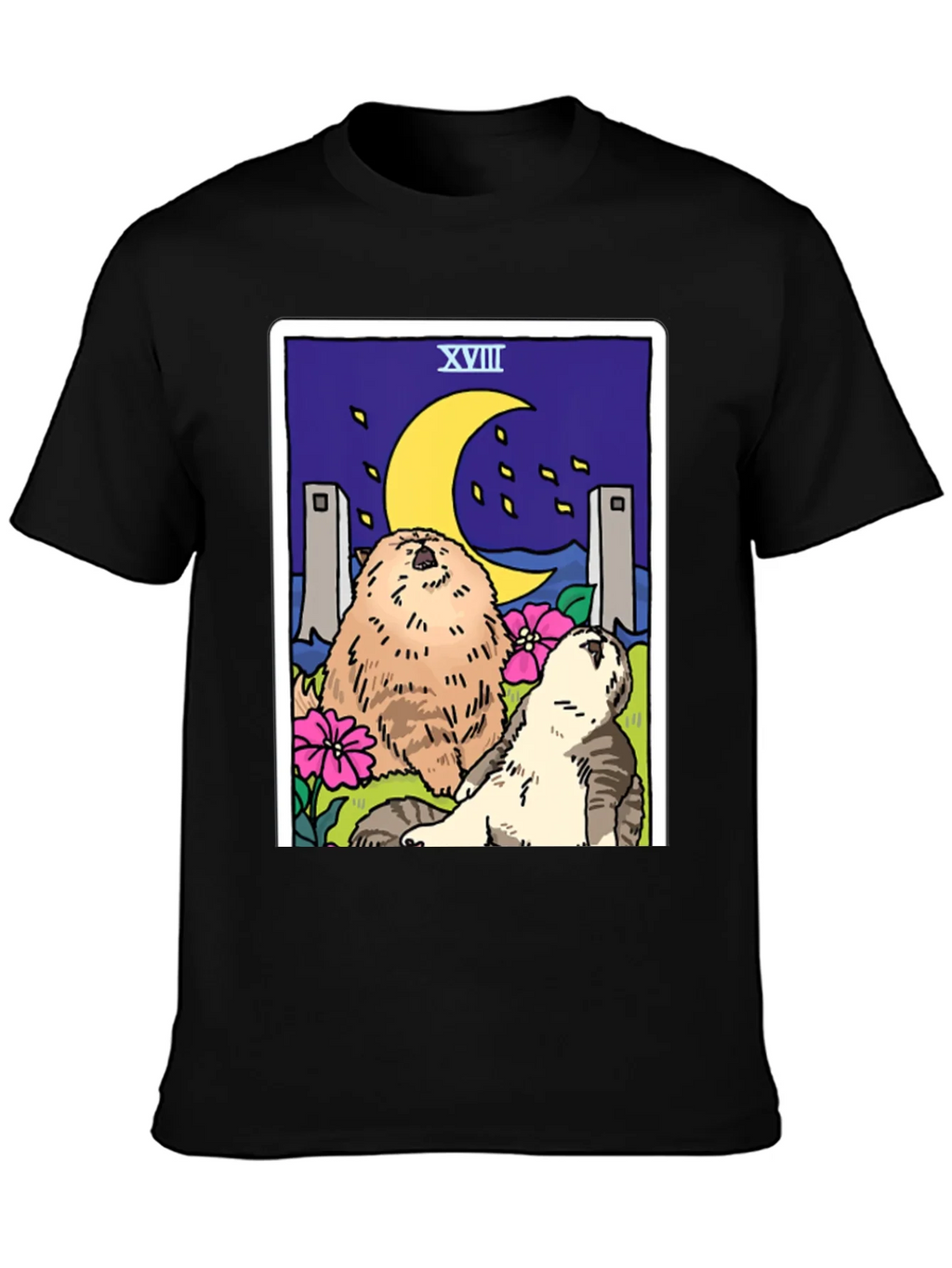 Moon Tarot Card Cats Graphic T-Shirt product image 3