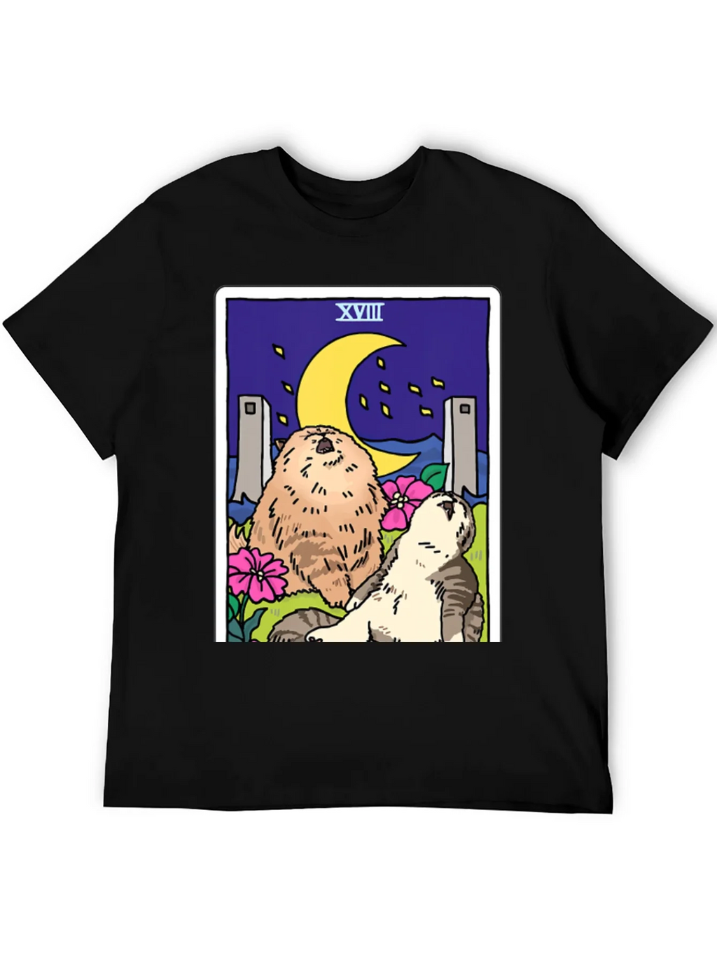 Moon Tarot Card Cats Graphic T-Shirt product image 5